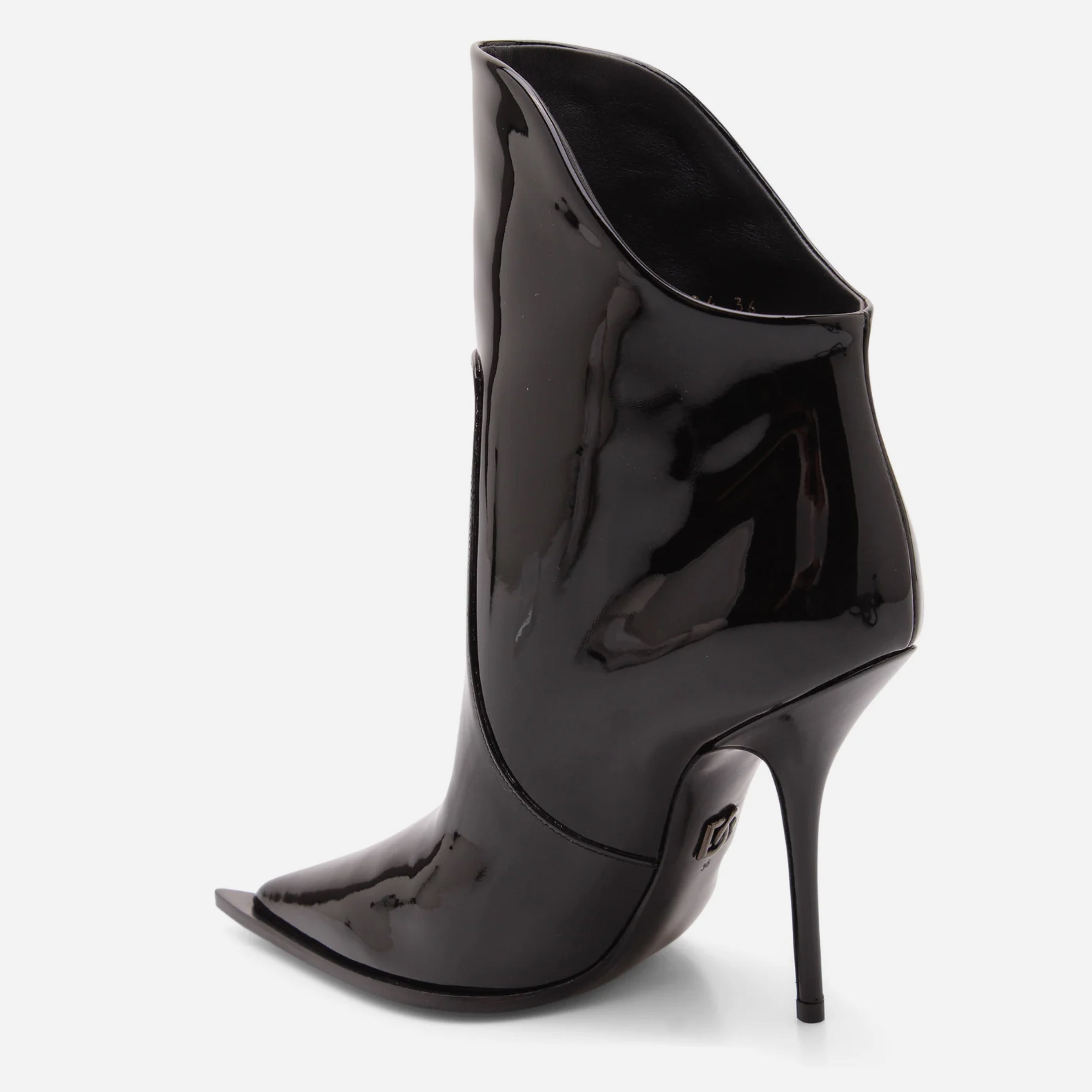 Dolce & Gabbana Black Patent Leather Pointed Ankle Boots