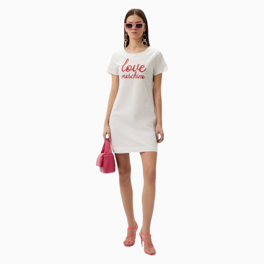 Дамска бяла рокля Love Moschino W592927M4405