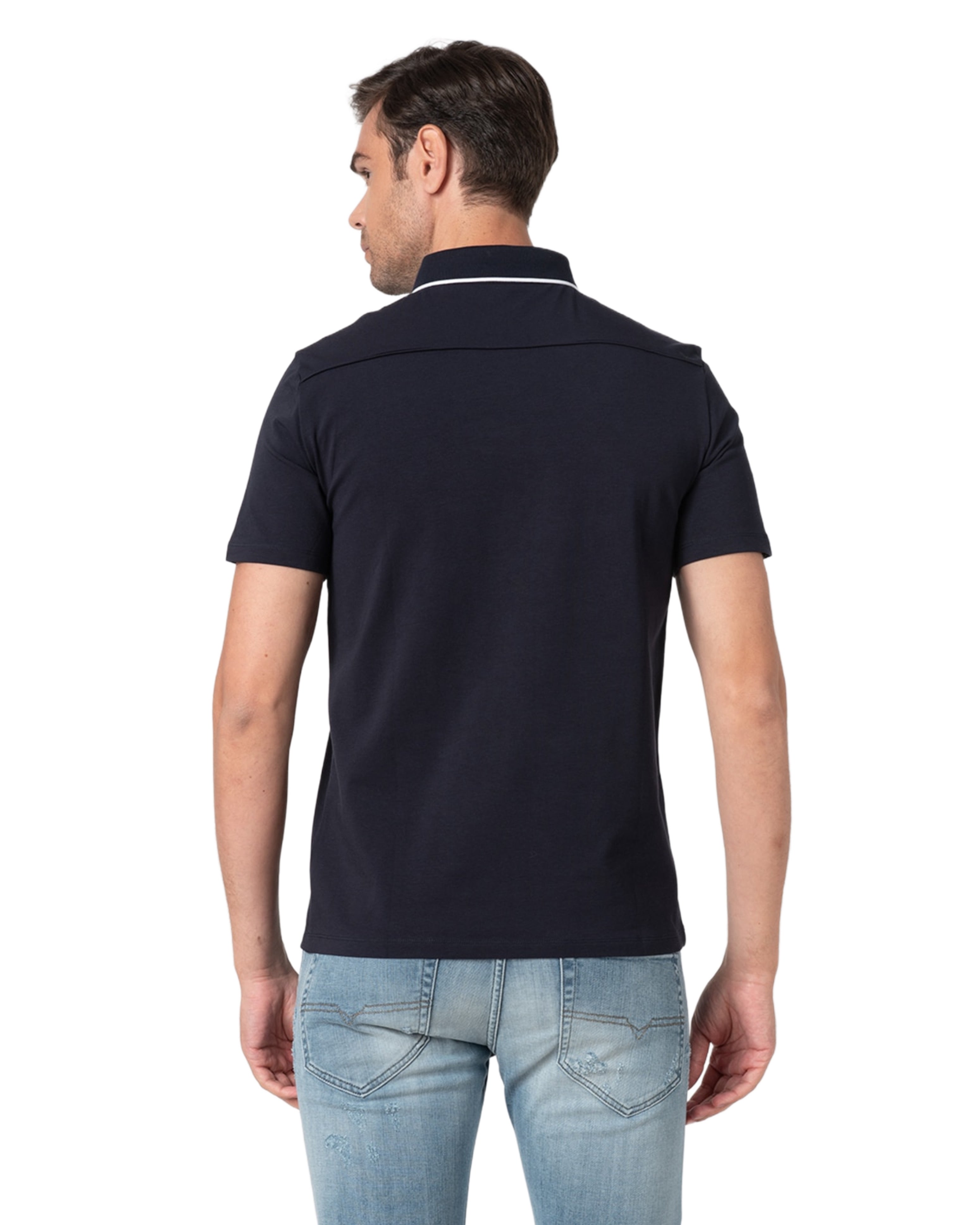 Мъжка тъмно синя поло тениска Armani Exchange 8NZF70 Z8M9Z нова колекция