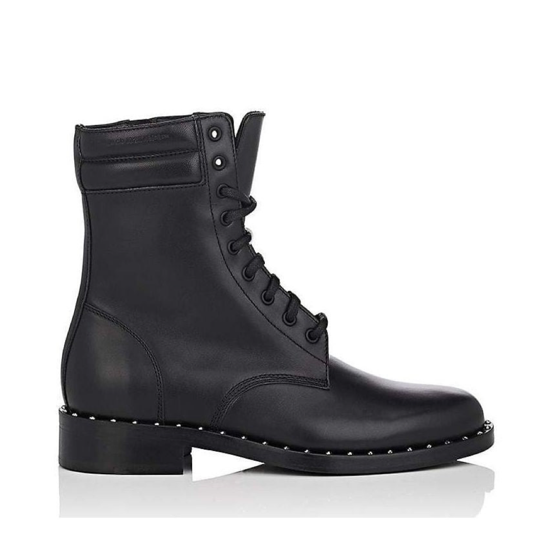 Дамски черни кожени боти Off-White Women Studded Ankle Boots