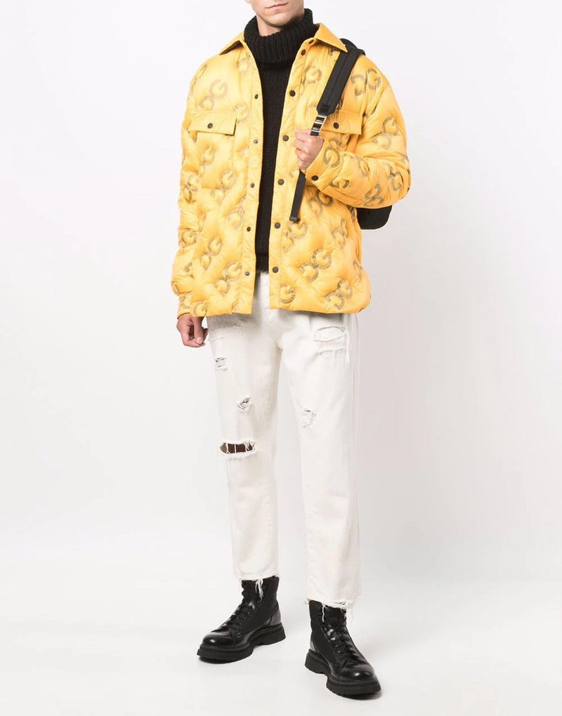 Мъжко луксозно жълто яке с множество DG лога DOLCE & GABBANA
Men’s Luxury Yellow DG Logo Padded Buttoned Jacket