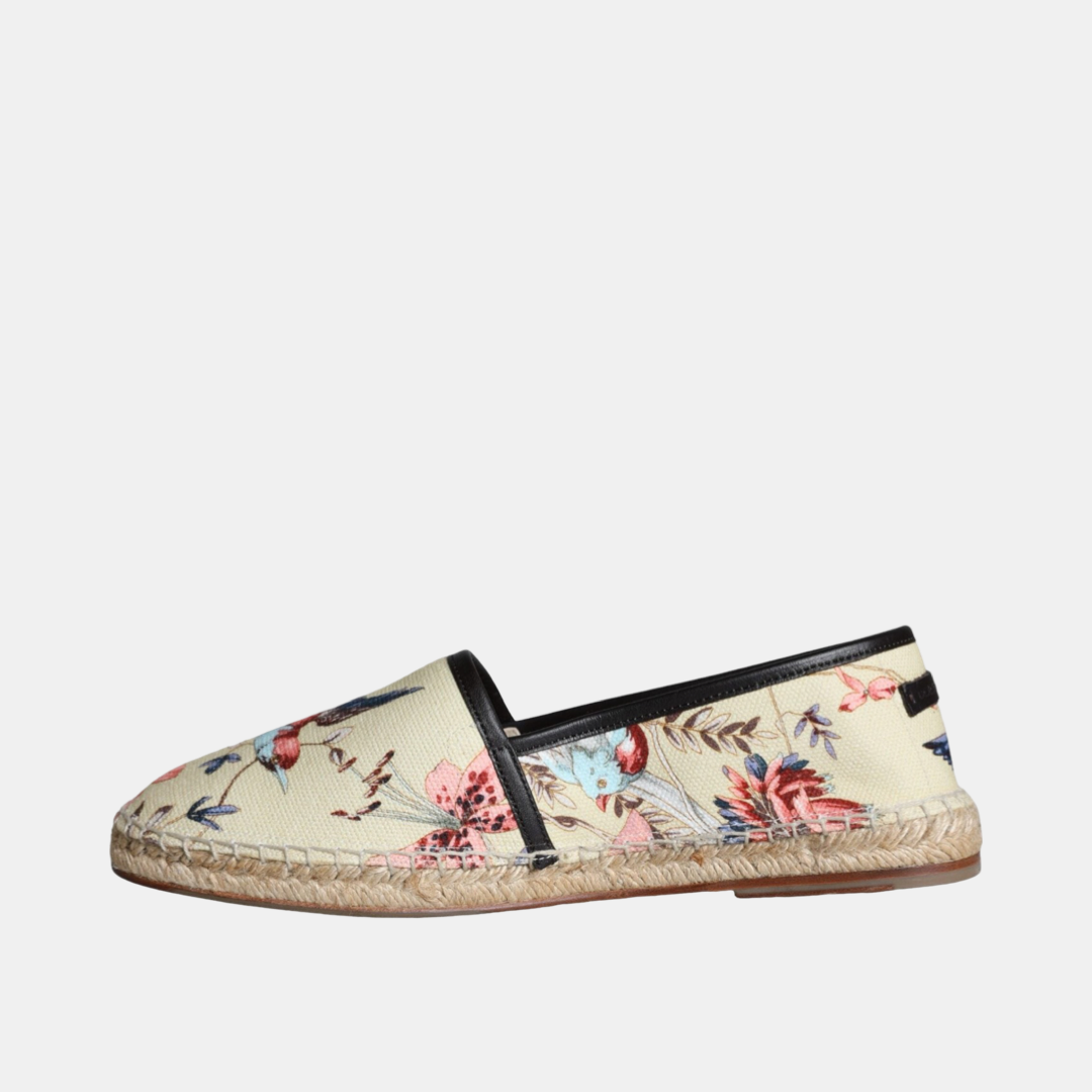 Мъжки еспадрили Dolce & Gabbana Beige Floral Canvas Espadrilles Slip On Shoes