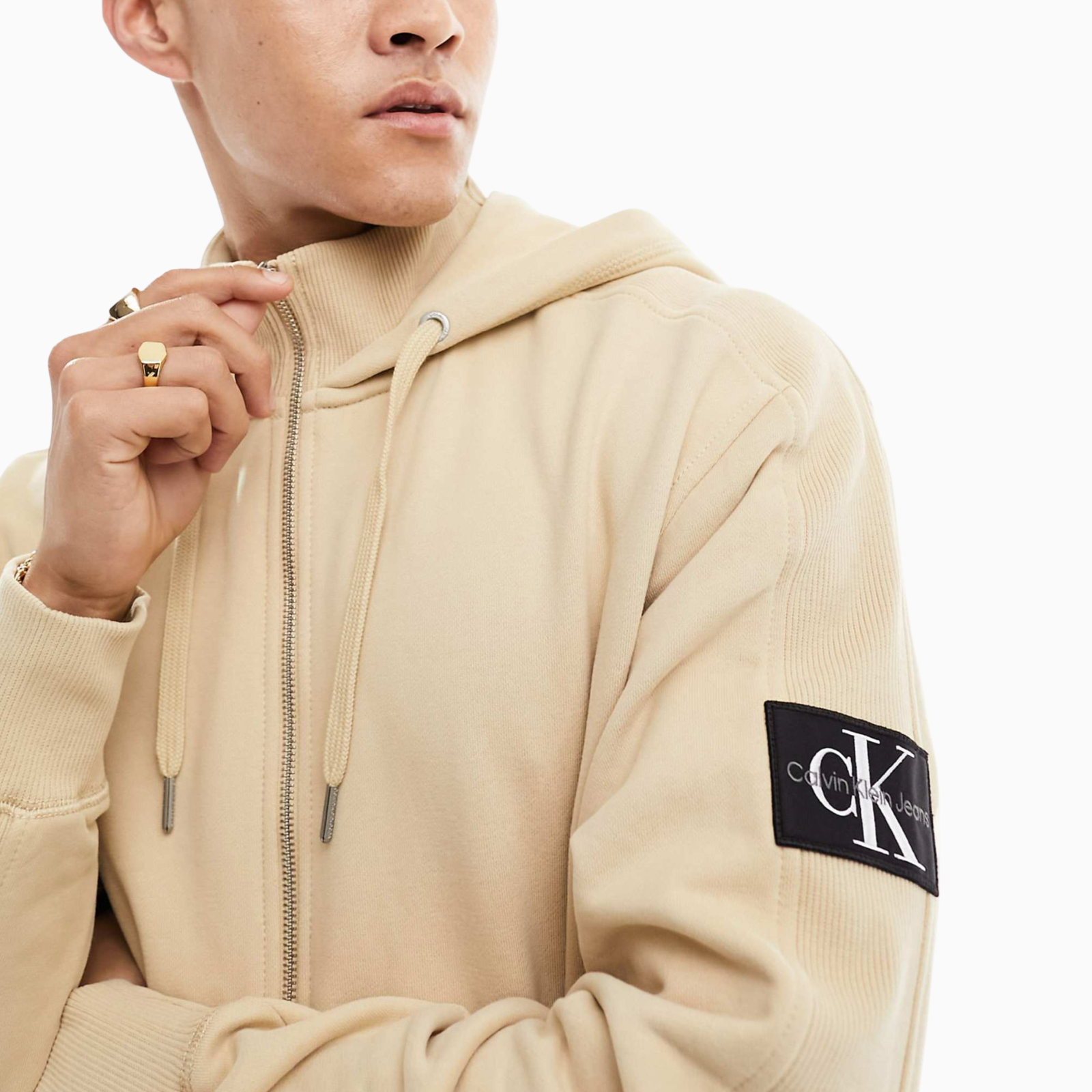 Мъжки бежов суичър Calvin Klein Men Sweatshirt J30J324956 Close-Up