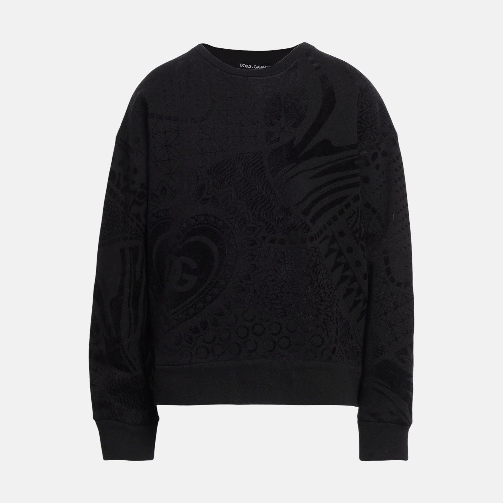 Dolce & Gabbana Black Printed Men Sweatshirt Front View