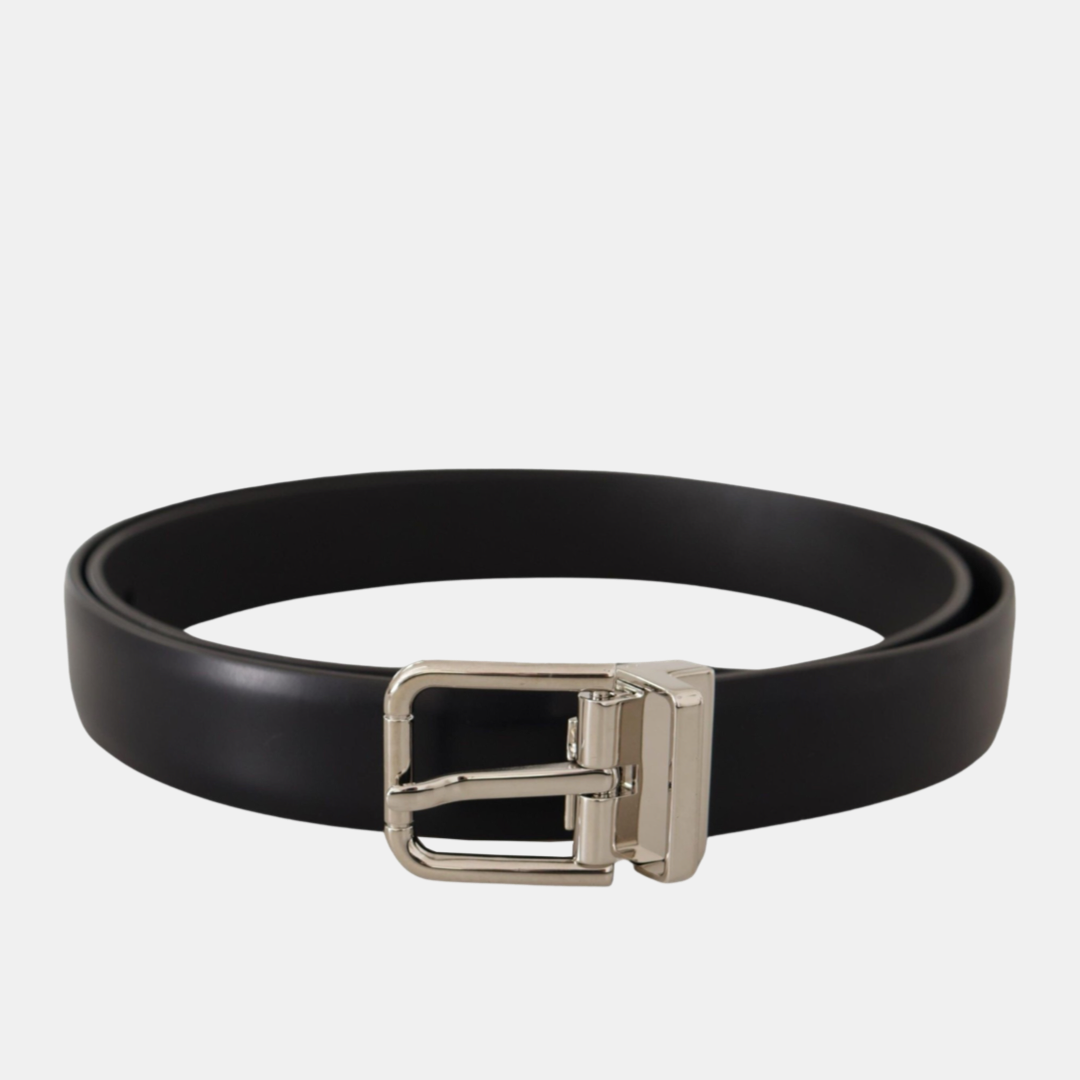 Dolce & Gabbana Leather Men Belt with Metal Buckle