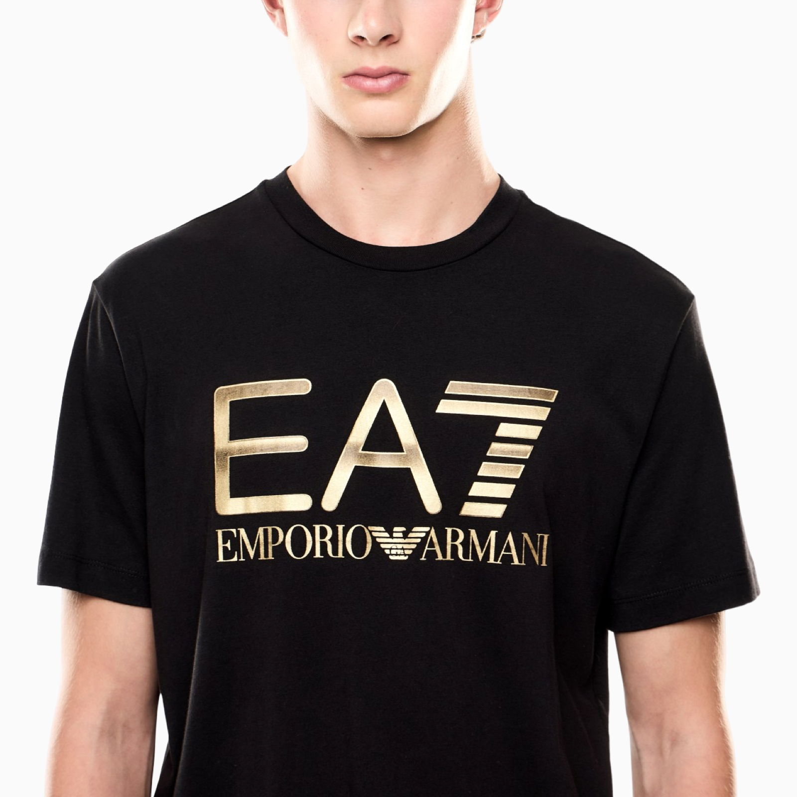 Мъжка черна тениска EA7 Emporio Armani Men T-shirt 7M001189 AF17789 Close-Up