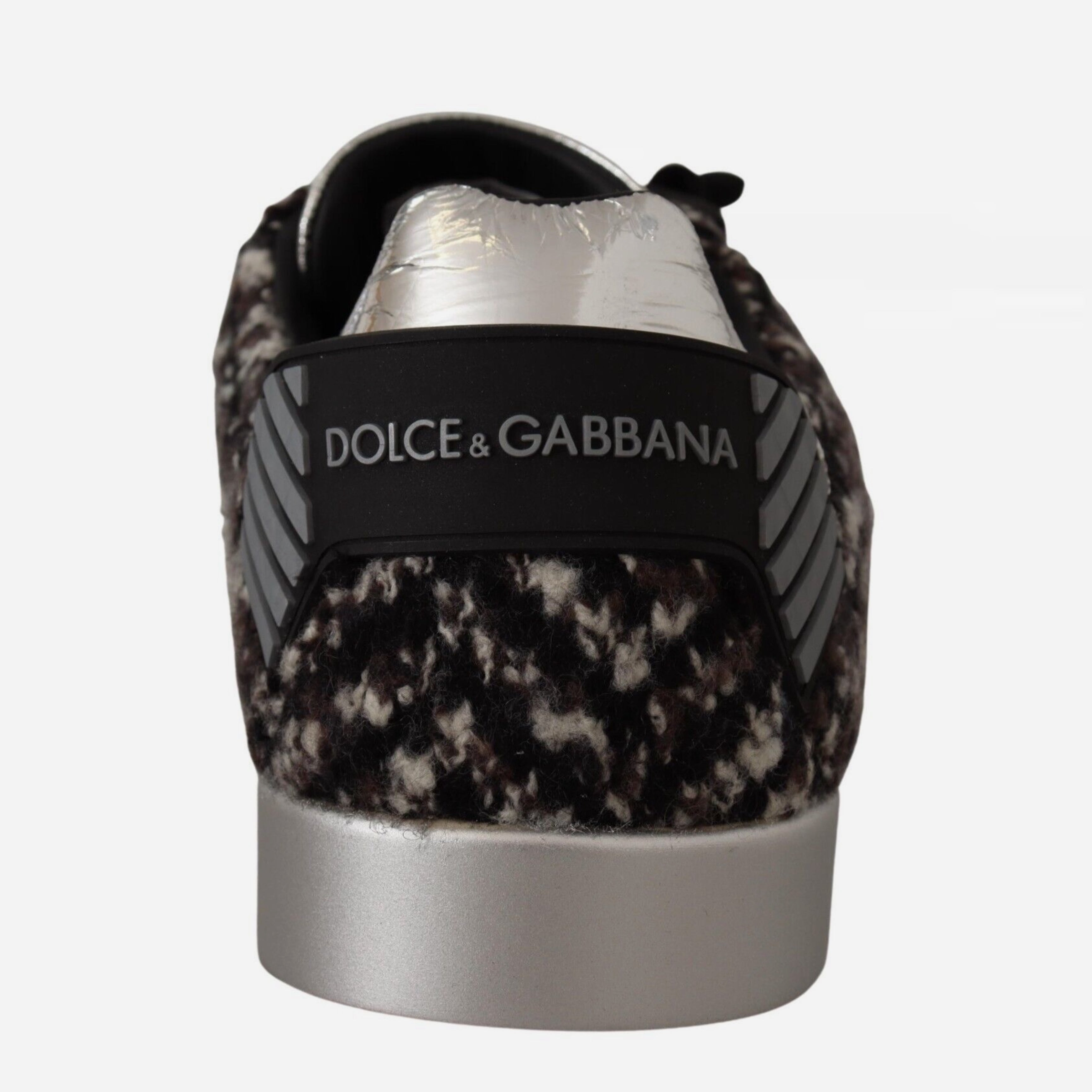 Мъжки луксозни кецове с вълна Dolce & Gabbana Men’s Silver Elegance Leather and Wool Sneakers