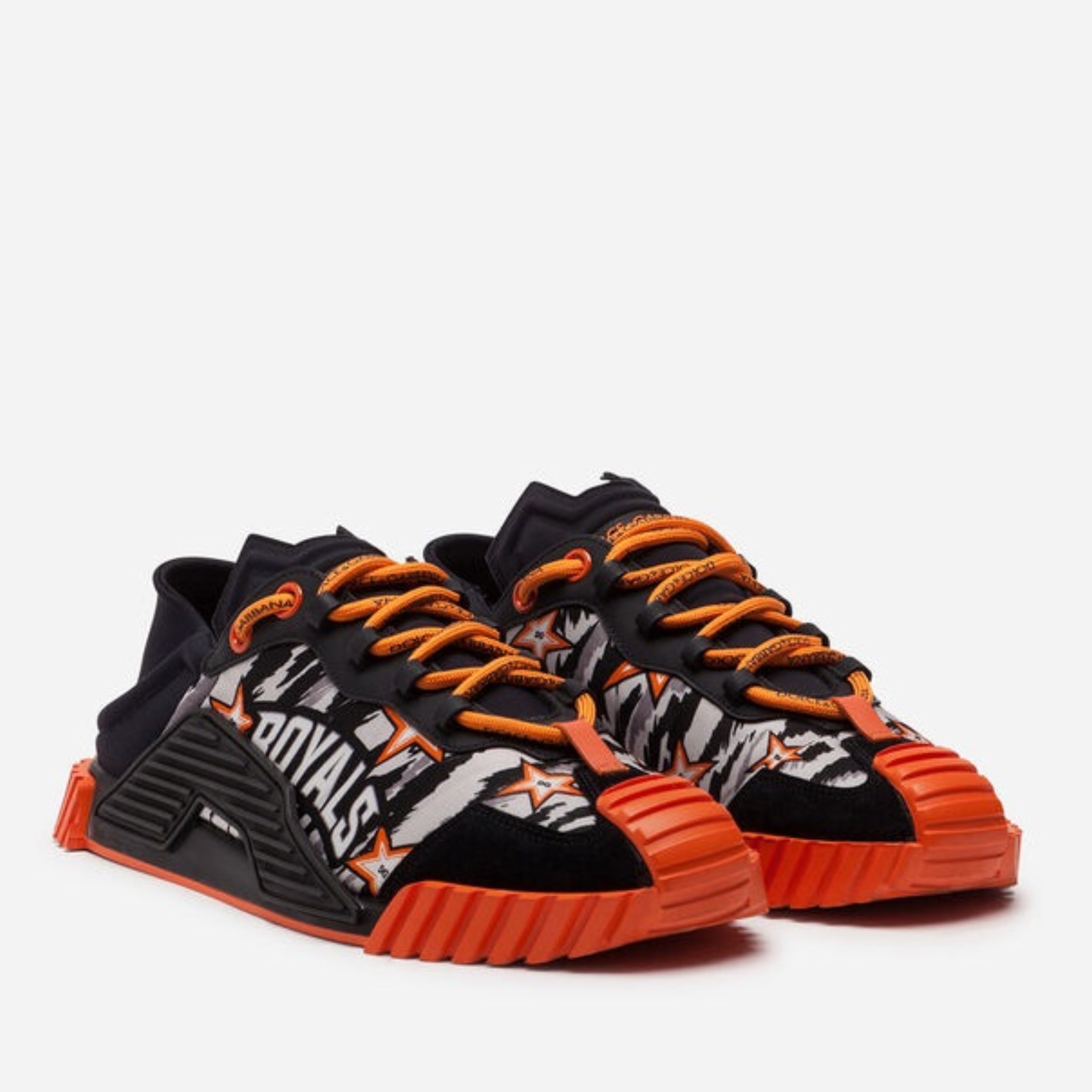 Мъжки луксозни кецове в черно и оранжево Dolce & Gabbana Royals Men’s Black/Orange NS1 Sneakers