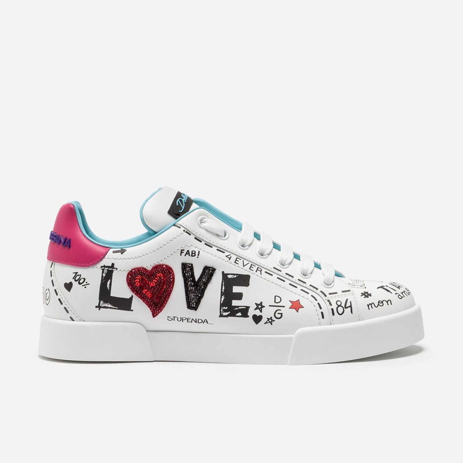 Dolce & Gabbana Portofino Graffiti Women Sneakers Lateral View