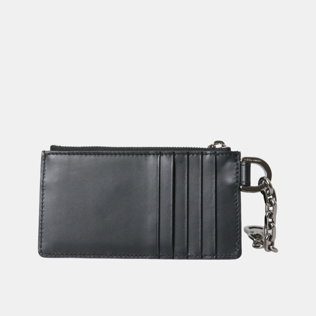 Мъжки кардхолдър Dolce & Gabbana Black Calfskin Leather DG Logo Card Holder Wallet Men