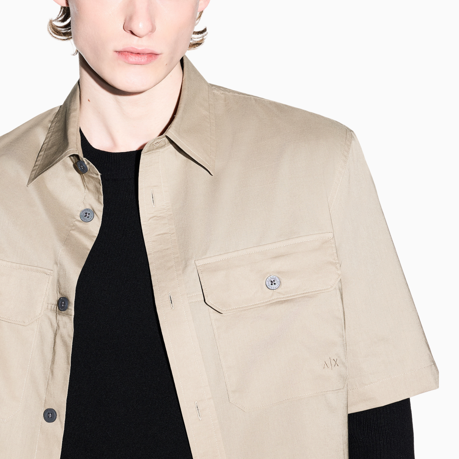Мъжка бежова риза Armani Exchange Men Shirt XM002264 AF24533 U6229 Close-Up