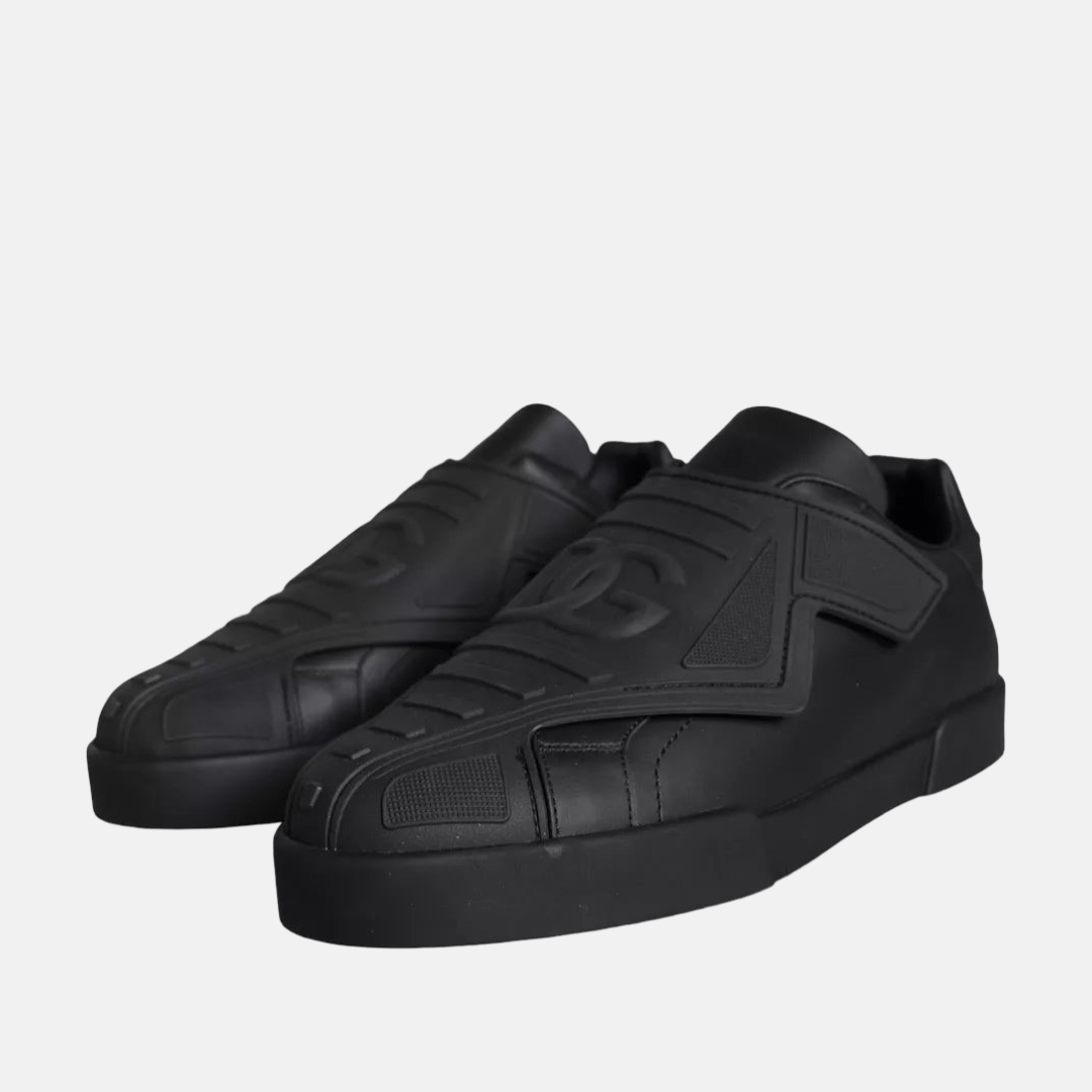 Мъжки черни маратонки Dolce & Gabbana Wave Black Lace Up Wave Low Top Sneakers