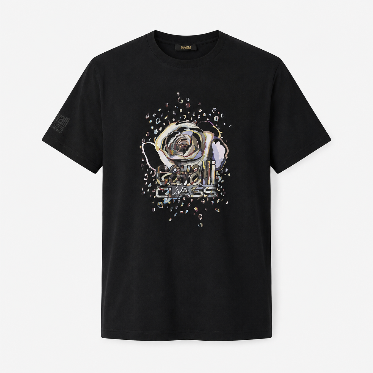 Мъжка черна тениска Cavalli Class Men T-shirt QXH01DJD060 05051 Front View