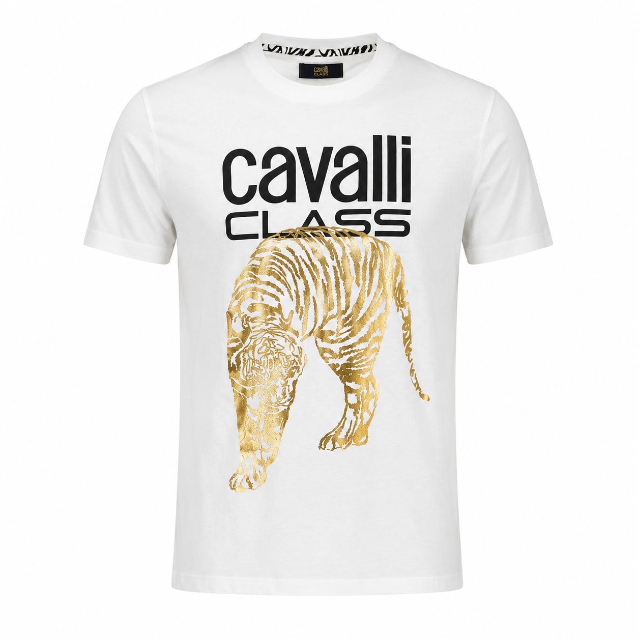 Мъжка бяла тениска Cavalli Class Men T-shirt QXT061IJD060 0005 Front View