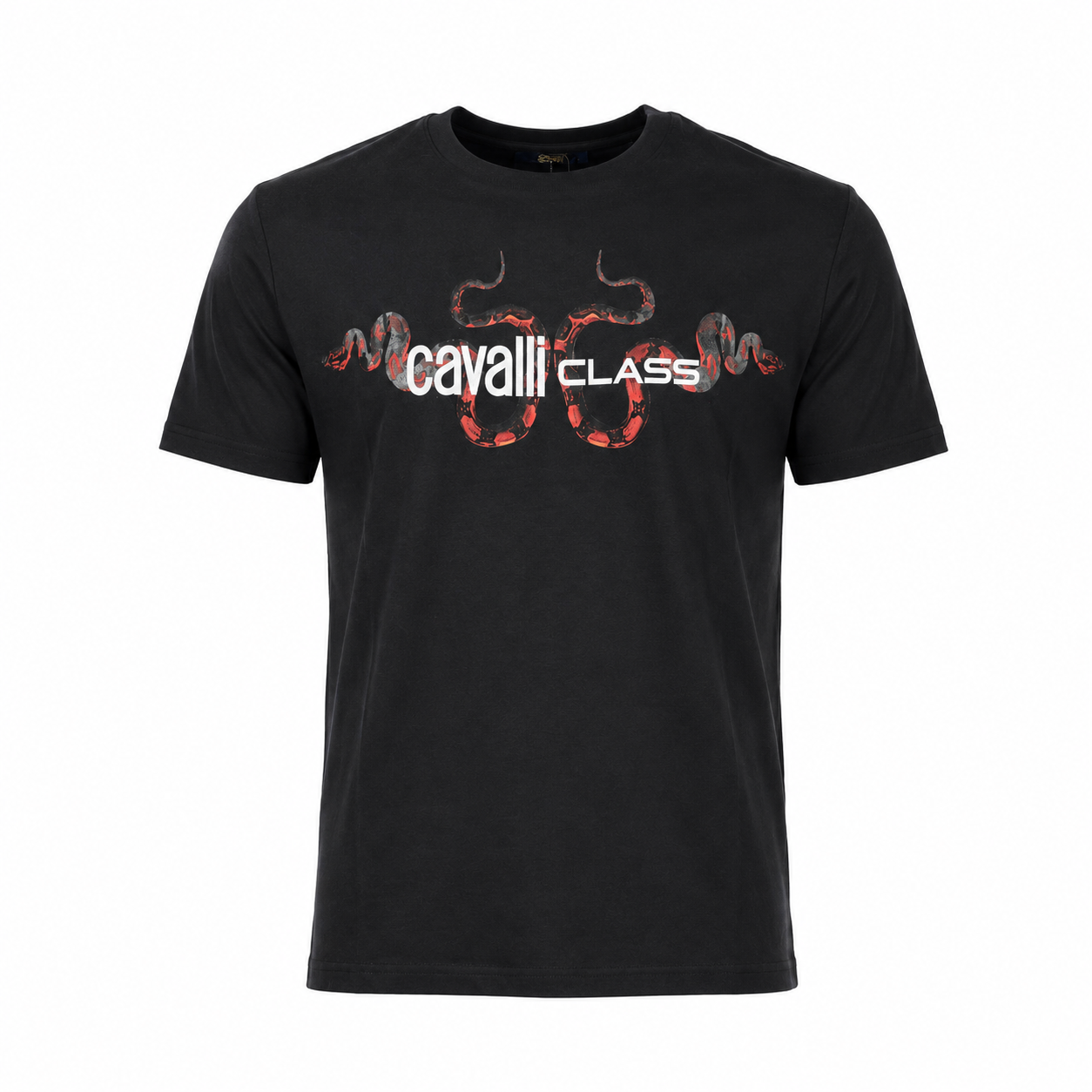 Мъжка черна тениска Cavalli Class Men T-shirt QXT63GJD060 05051 Front View