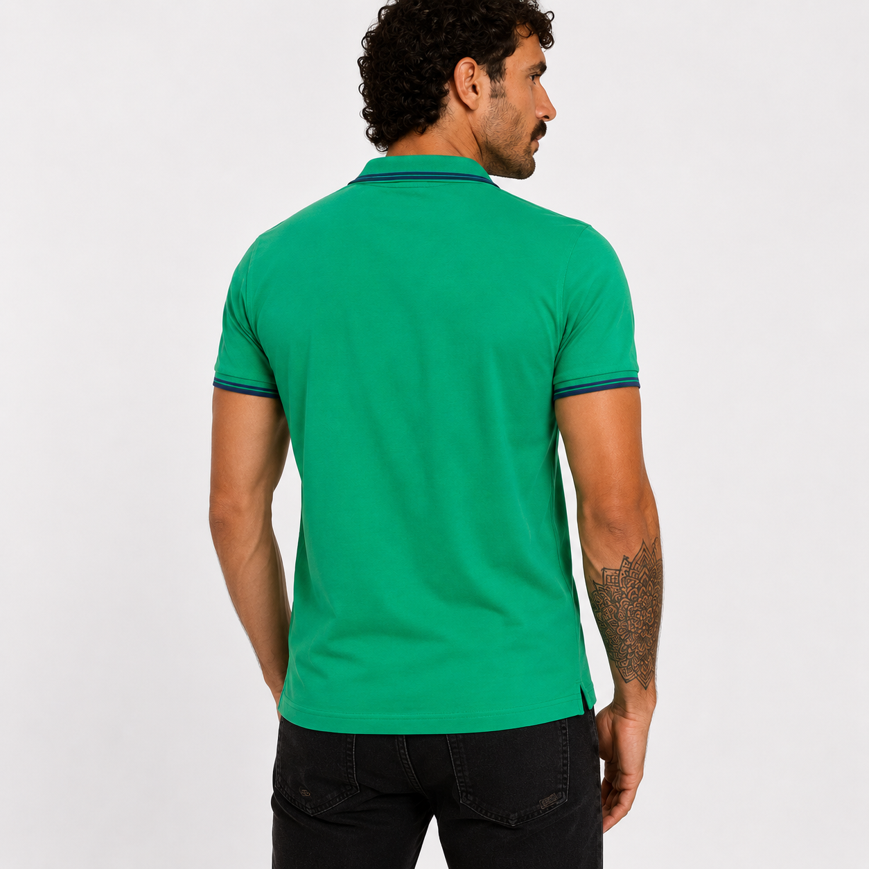 Мъжка зелена поло тениска Cavalli Class Men Polo QXT64YKB002 07334 Back View