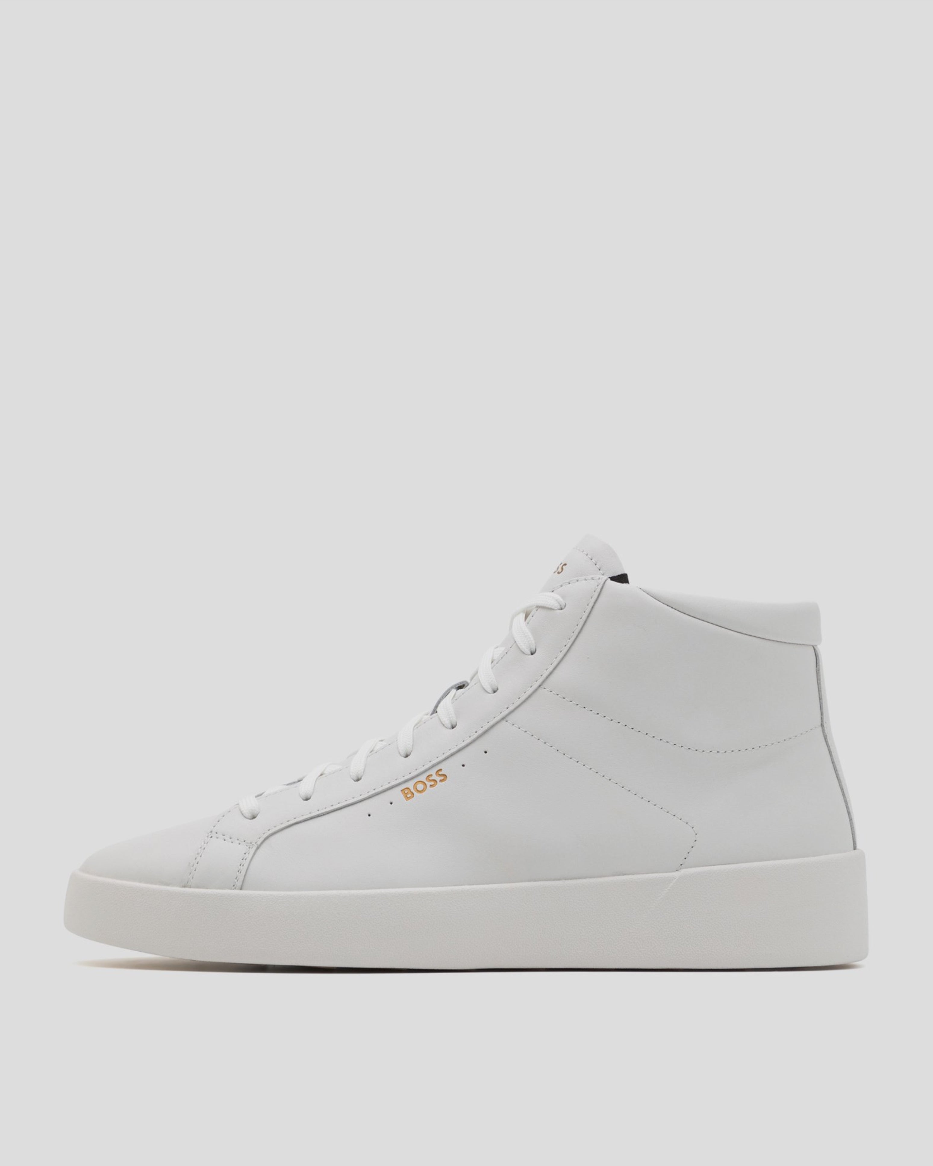 Мъжки високи кецове от естествена кожа в бяло Men’s high top sneakers Boss Belwar Hito 50522871 100 White