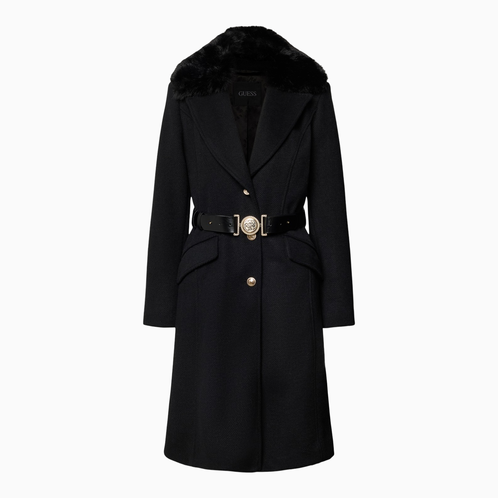 Дамско черно палто Guess Women Coat W5BL25 W2672 Front View