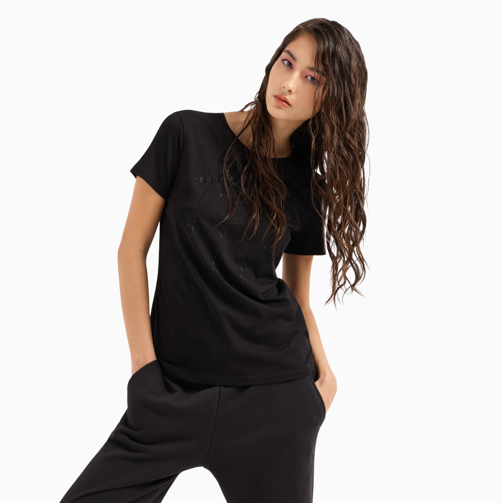 Дамска черна тениска Armani Exchange 6DYT53 YJ3RZ 1200 Front