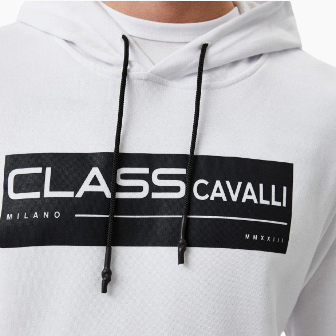 Мъжки бял суитшърт худи Cavalli Class QXT60J-CF050_BIANCO_00001