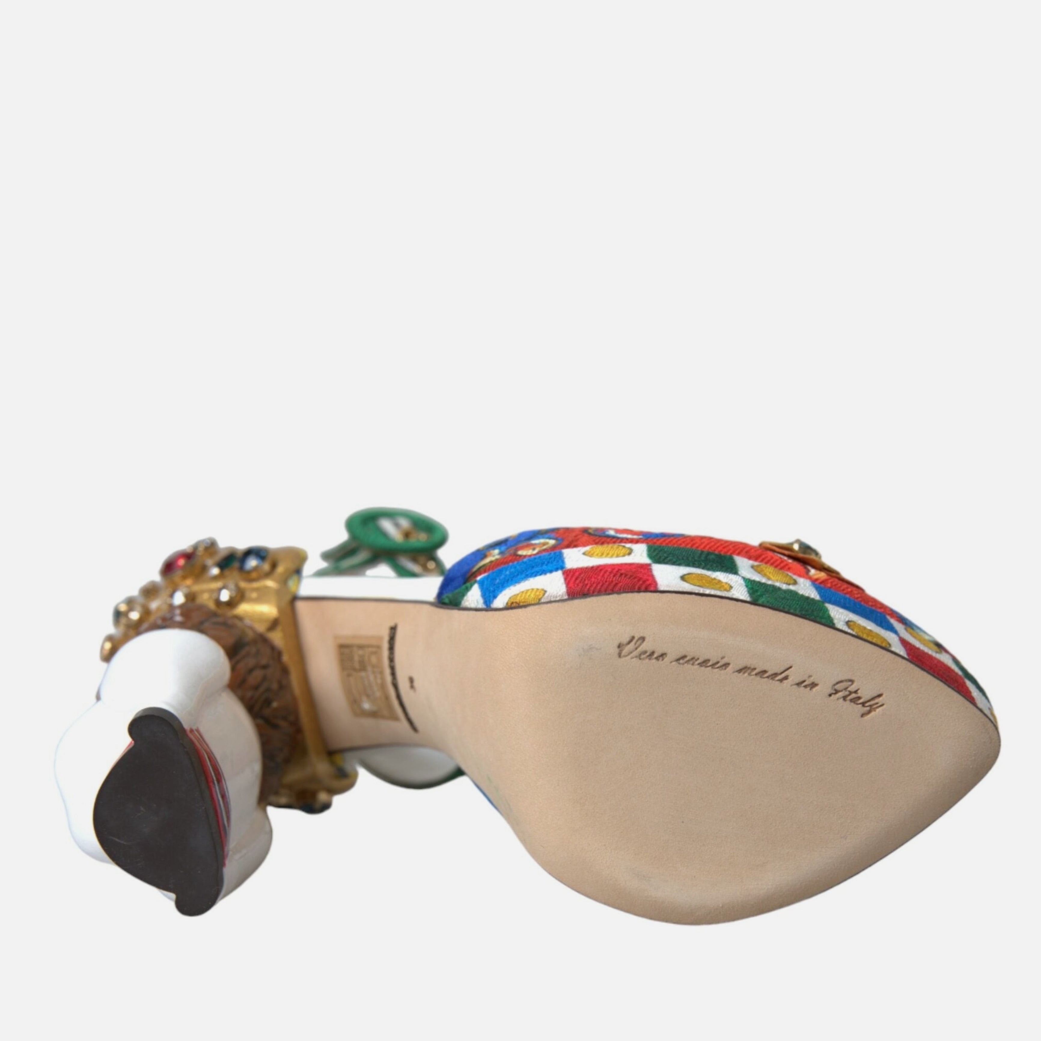 Дамски дизайнерски луксозни сандали на висок ток Dolce & Gabbana Women’s Multicolor Carretto Embellished Sandals
