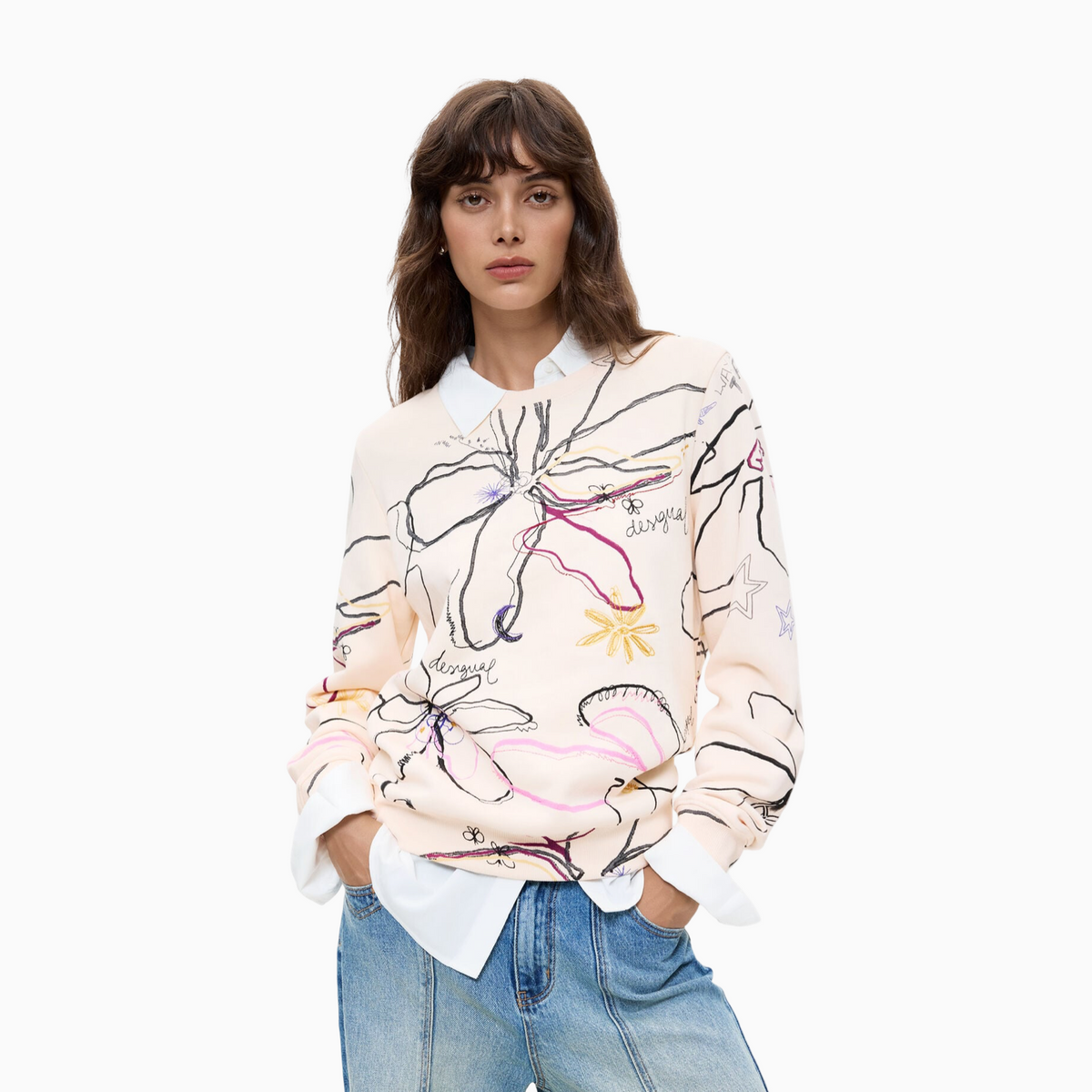Дамски суичър Desigual Women Sweatshirt 26WWSK06 1000 Front View