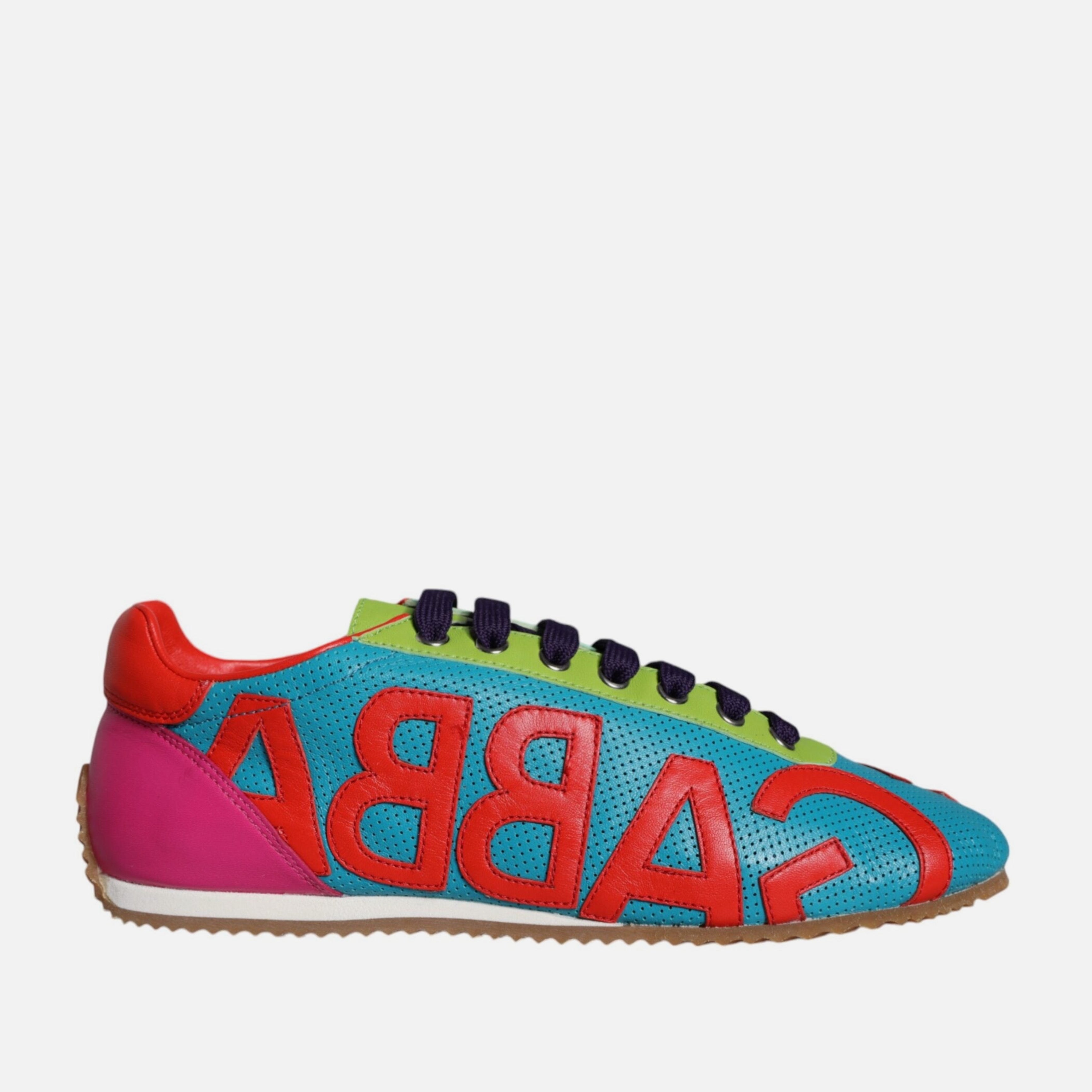 Дамски разноцветни спортни обувки от естествена кожа Dolce & Gabbana Women’s Multicolor Leather Logo Casual Sneakers