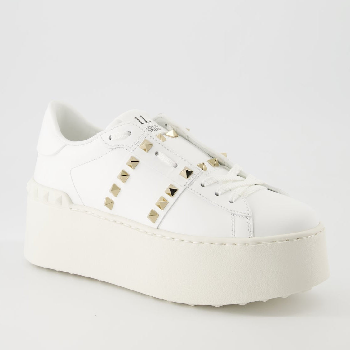 Valentino Garavani White Calf Leather Bos Taurus Platform Sneakers