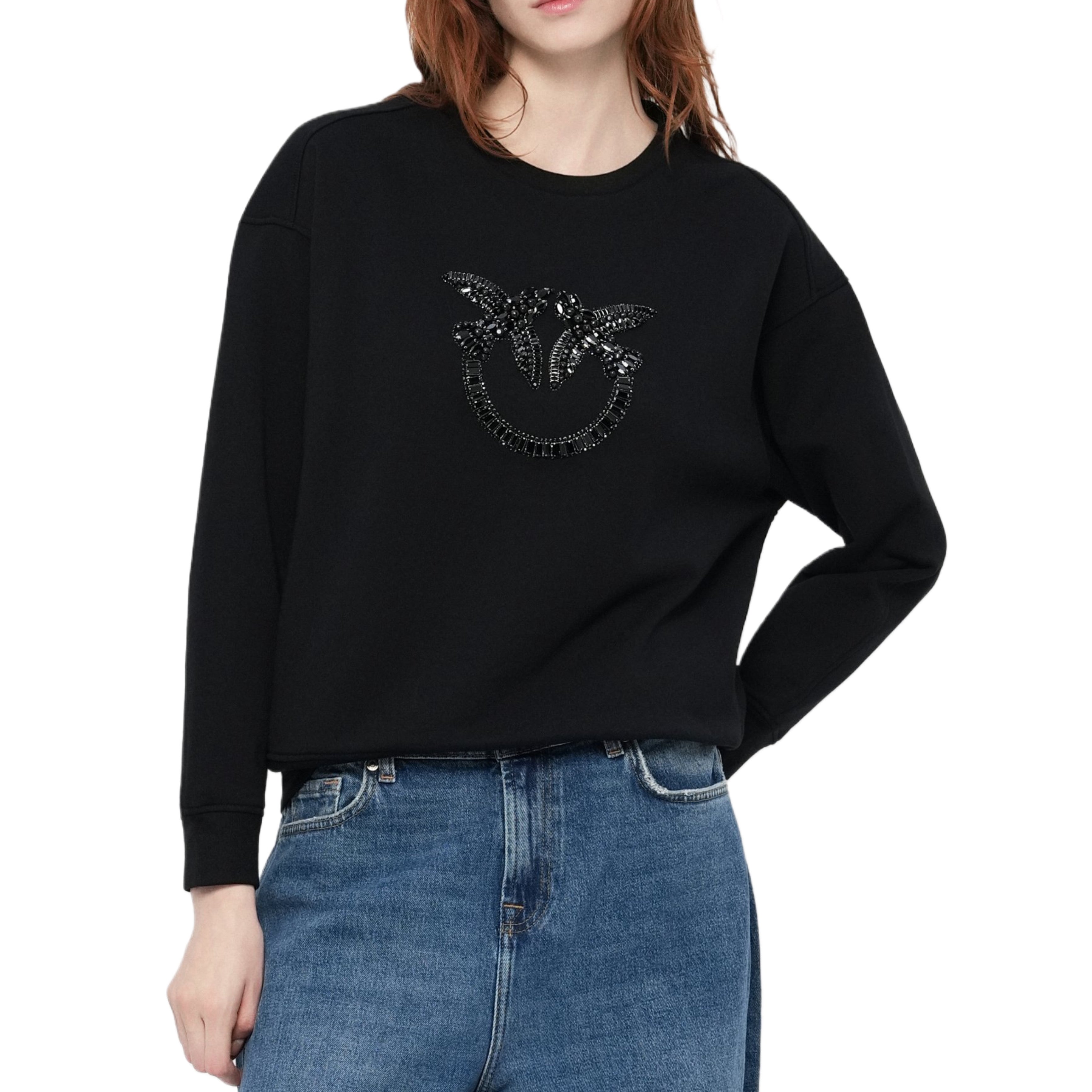 Дамска памучна блуза Women’s sweatshirt PINKO 100534A2ROZ99 Black lifestyle view