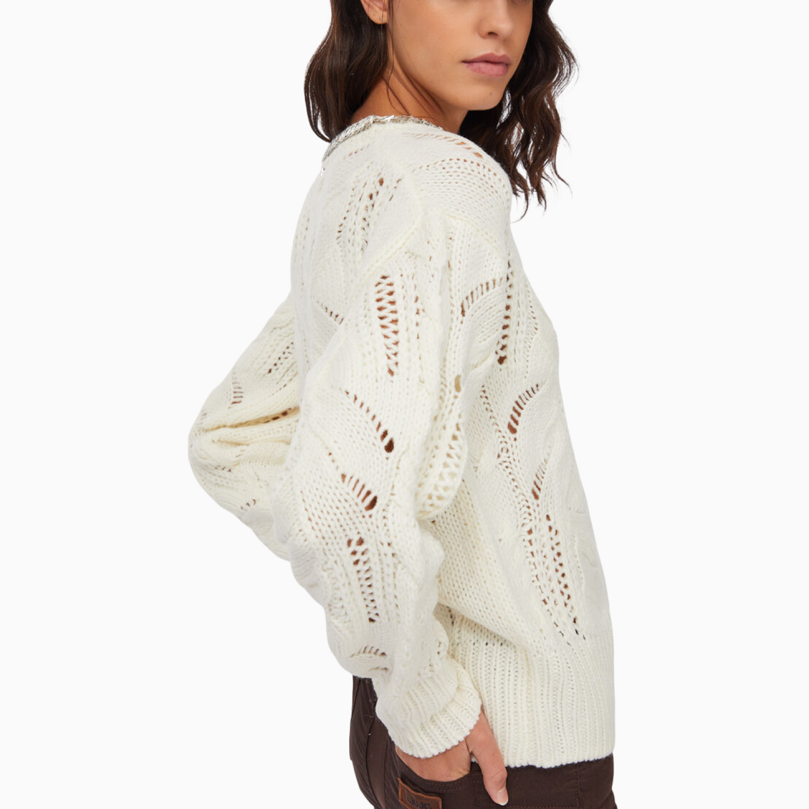 Дамски бял пуловер Liu Jo Sweater MF5452 MA37R Side View