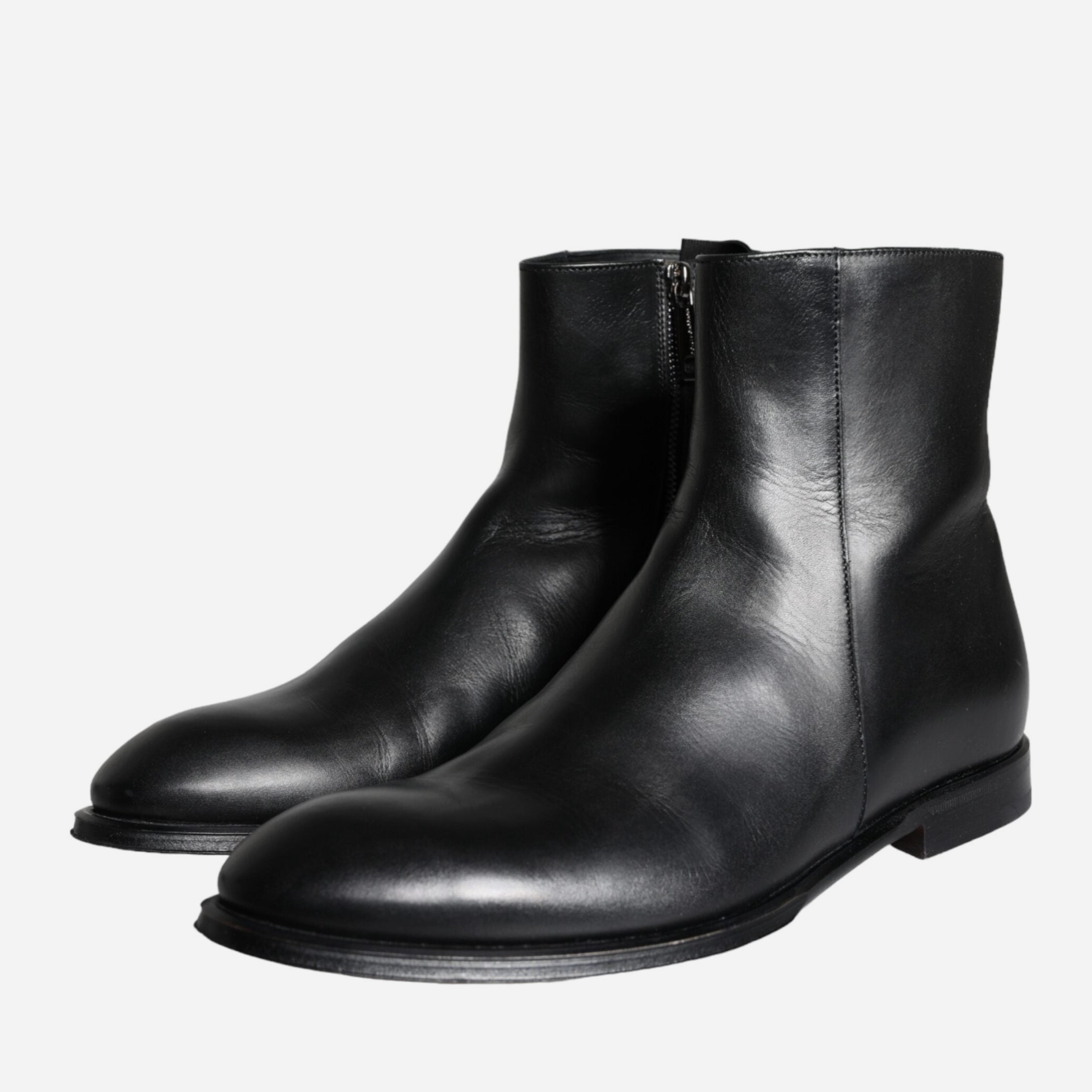 Мъжки черни луксозни боти от естествена кожа Dolce & Gabbana Men’s Black Calf Leather Men Ankle Boots