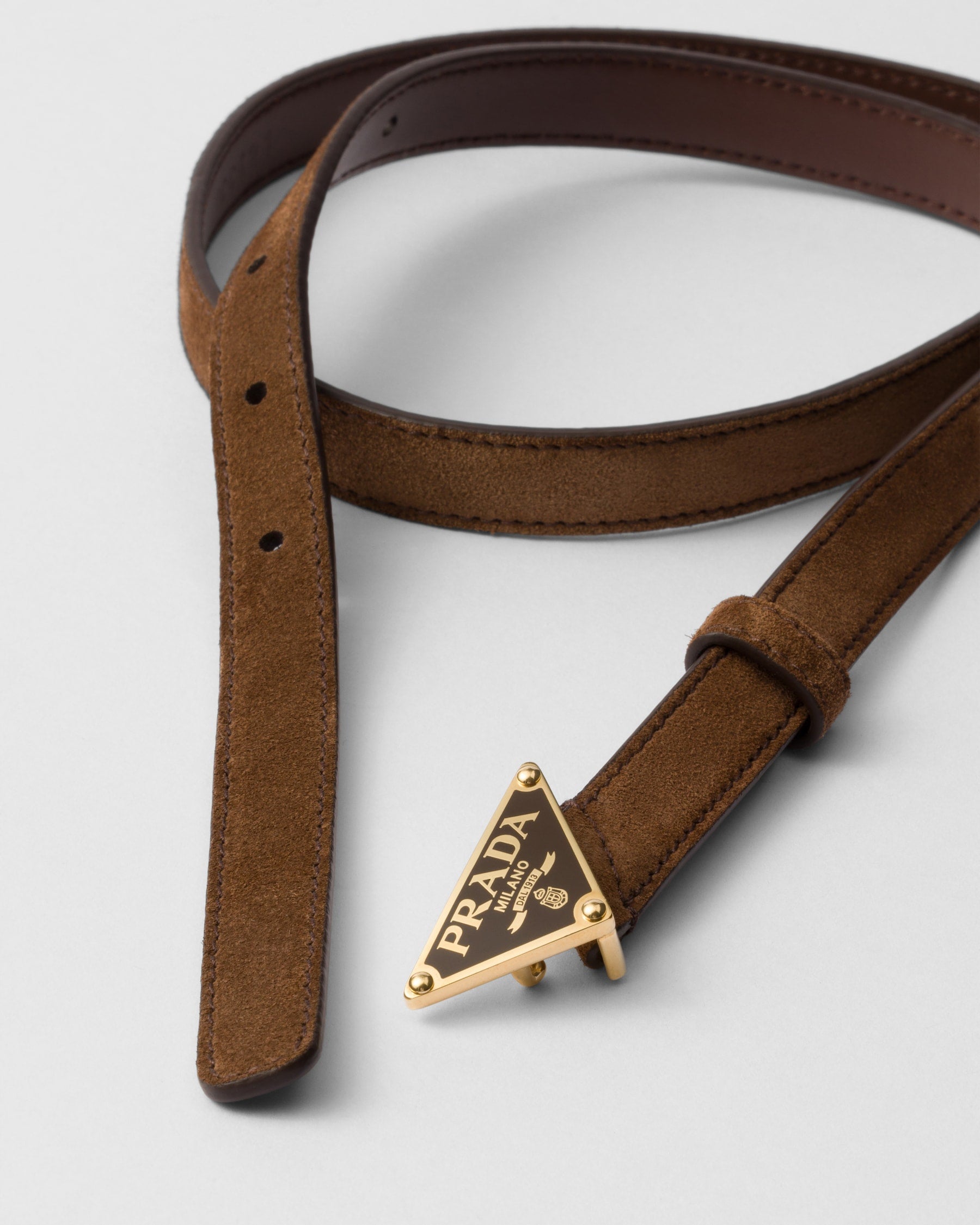 Дамски колан от естествена saffiano кожа Women’s belt PRADA 1CC62154F0324 Cocoa brown