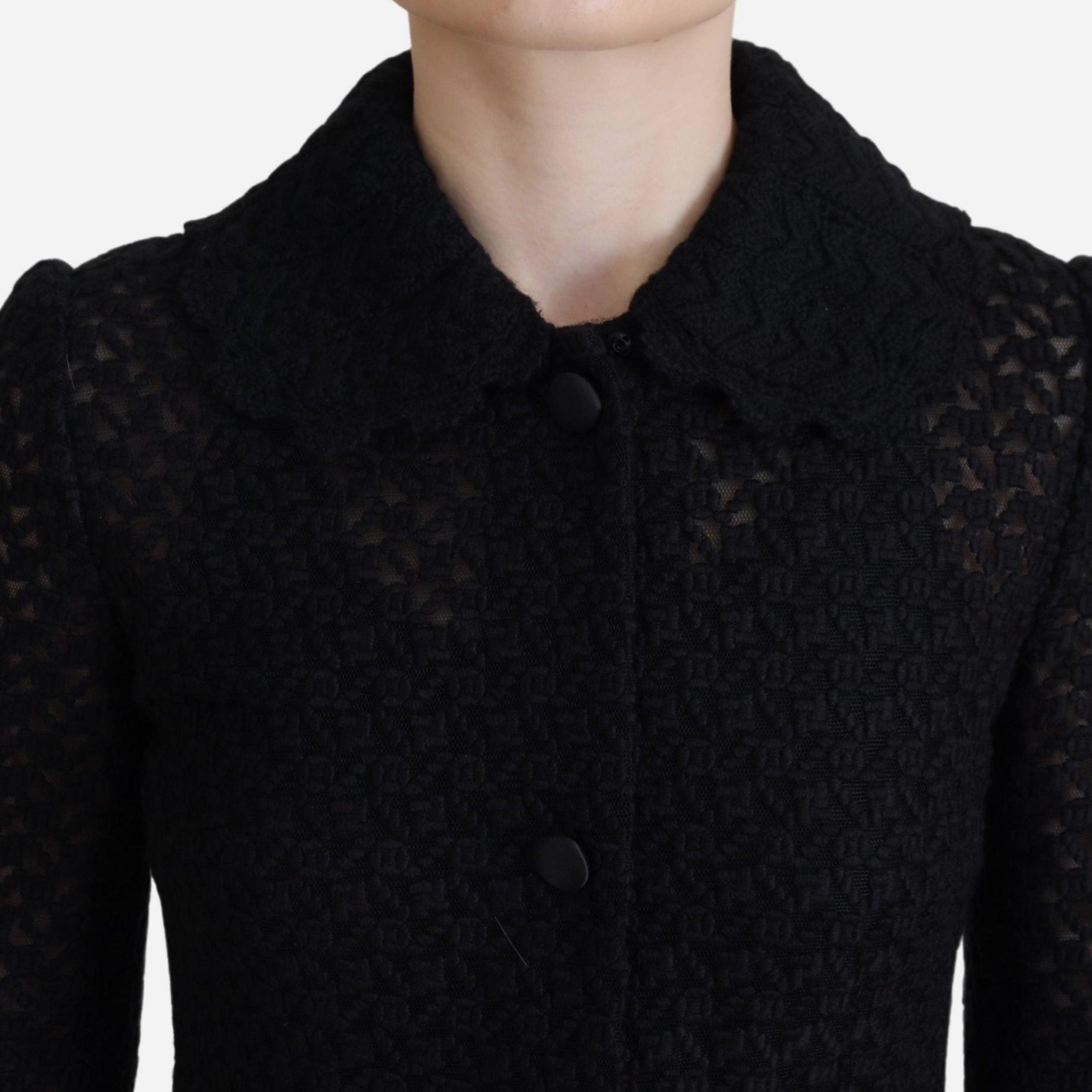 Дамско елегантно палто Dolce & Gabbana Women’s Black Classic Button Down Knitted Coat