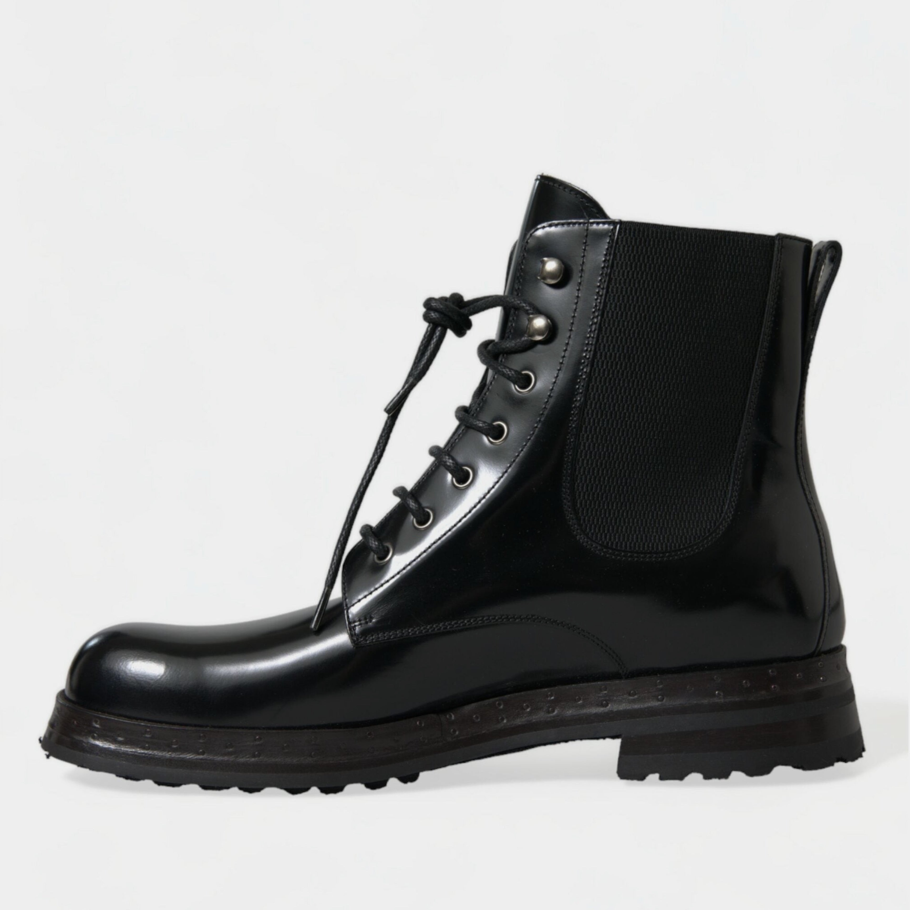 Мъжки луксозни кожени боти кубинки Dolce & Gabbana Men’s Luxury Black Leather Mid Calf Boots