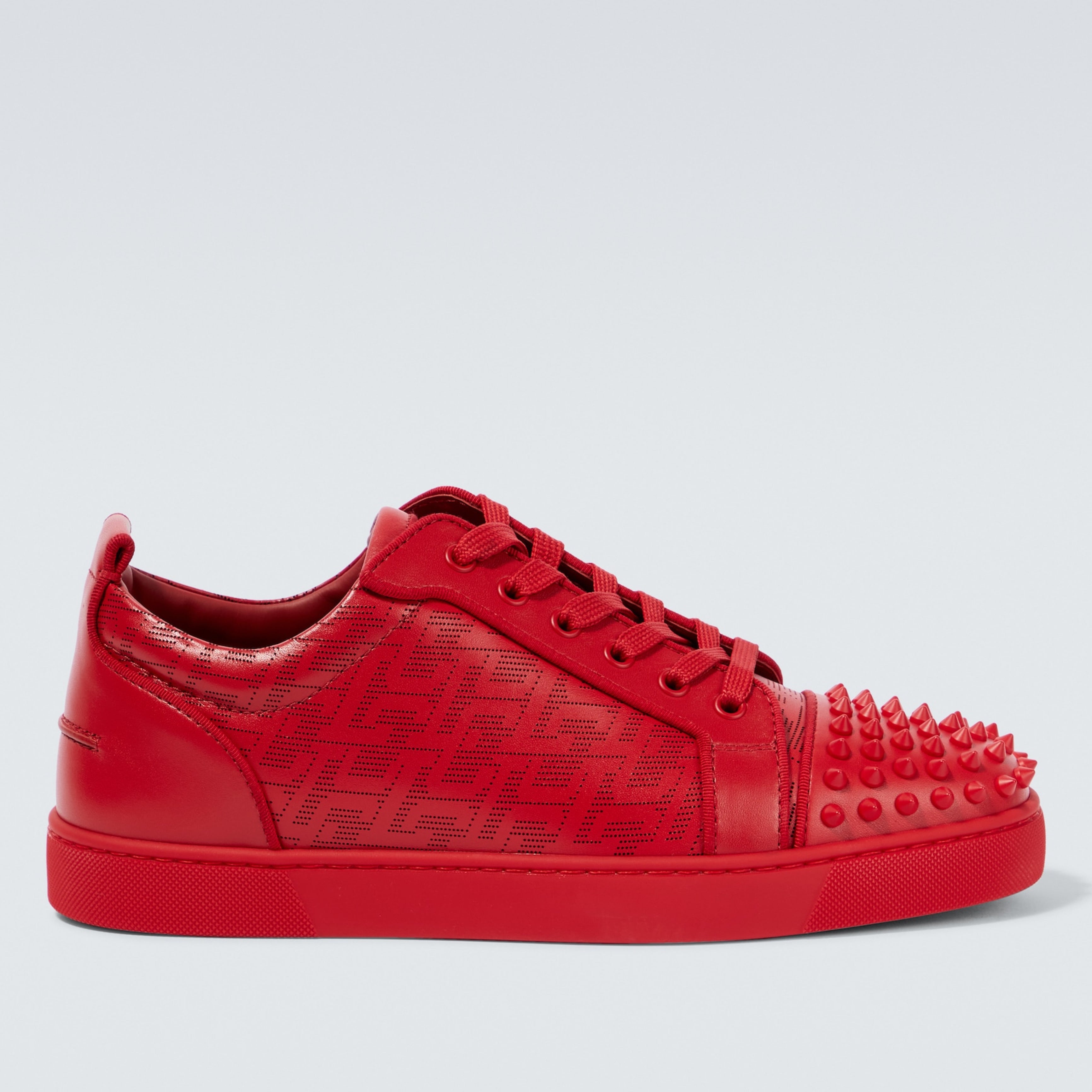 Мъжки луксозни кецове Christian Louboutin The Louis Junior Spikes Orlato в червено 