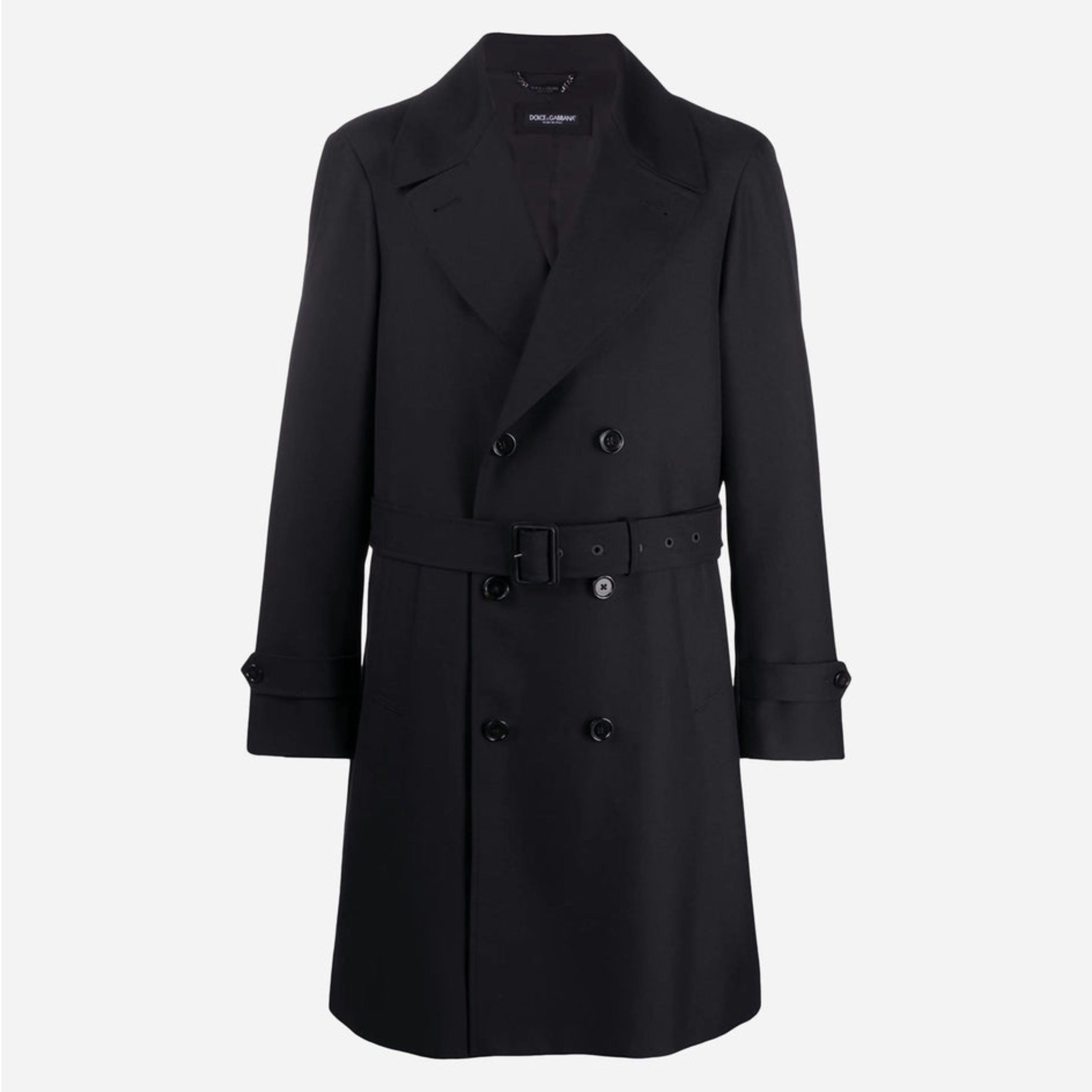 Мъжки луксозен черен тренчкот DOLCE & GABBANA Men’s Black Double Breasted Trench Coat