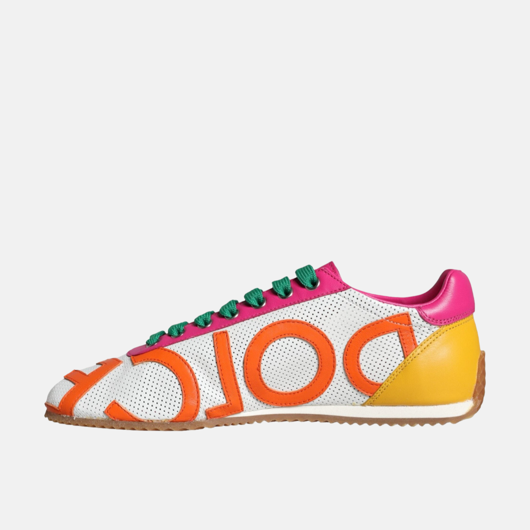 Дамски цветни маратонки Dolce & Gabbana Multicolor Leather Logo Casual Sneakers