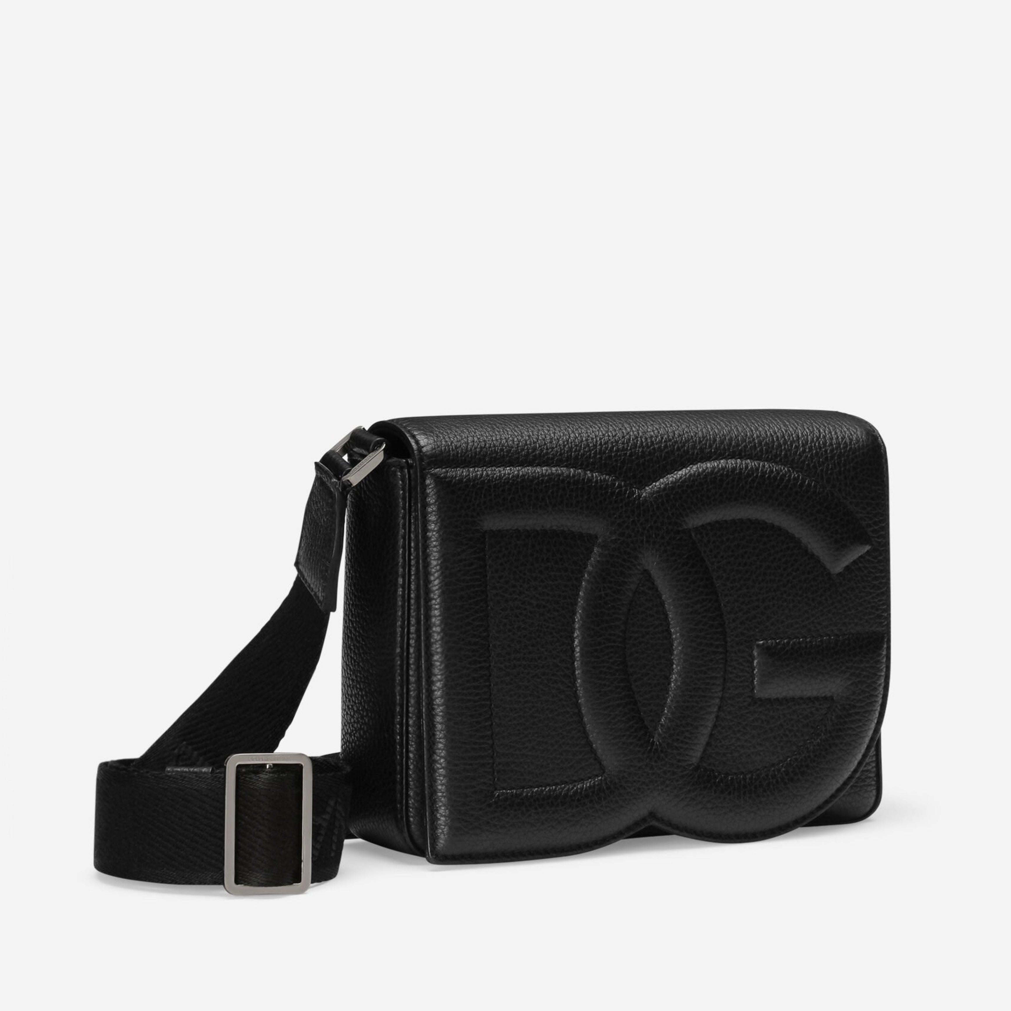 Мъжка луксозна черна чанта от еленова кожа Dolce & Gabbana Men Black Deer Leather Handbag