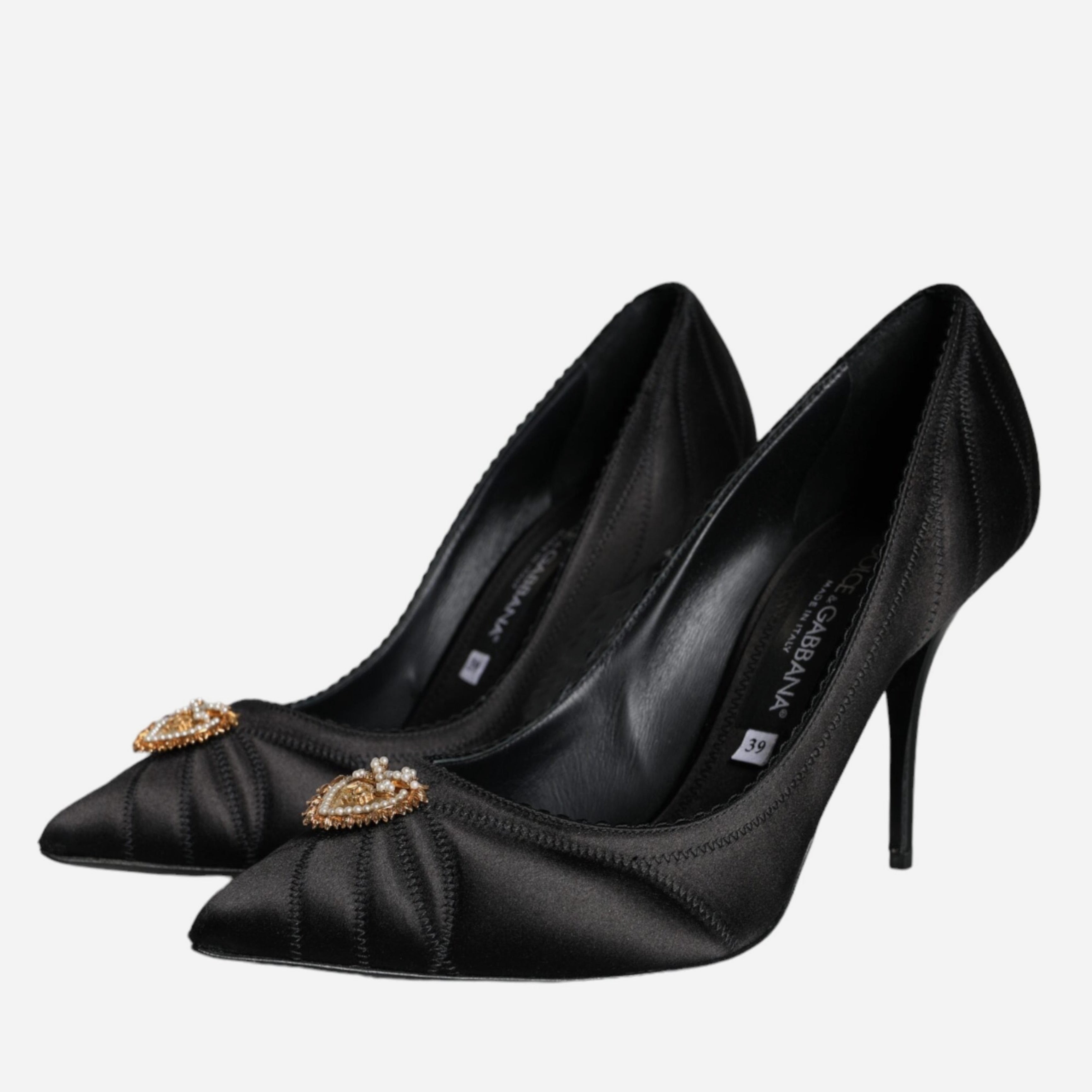 Дамски луксозни обувки на висок ток Dolce & Gabbana Women’s Black Heart DEVOTION Heels Pumps