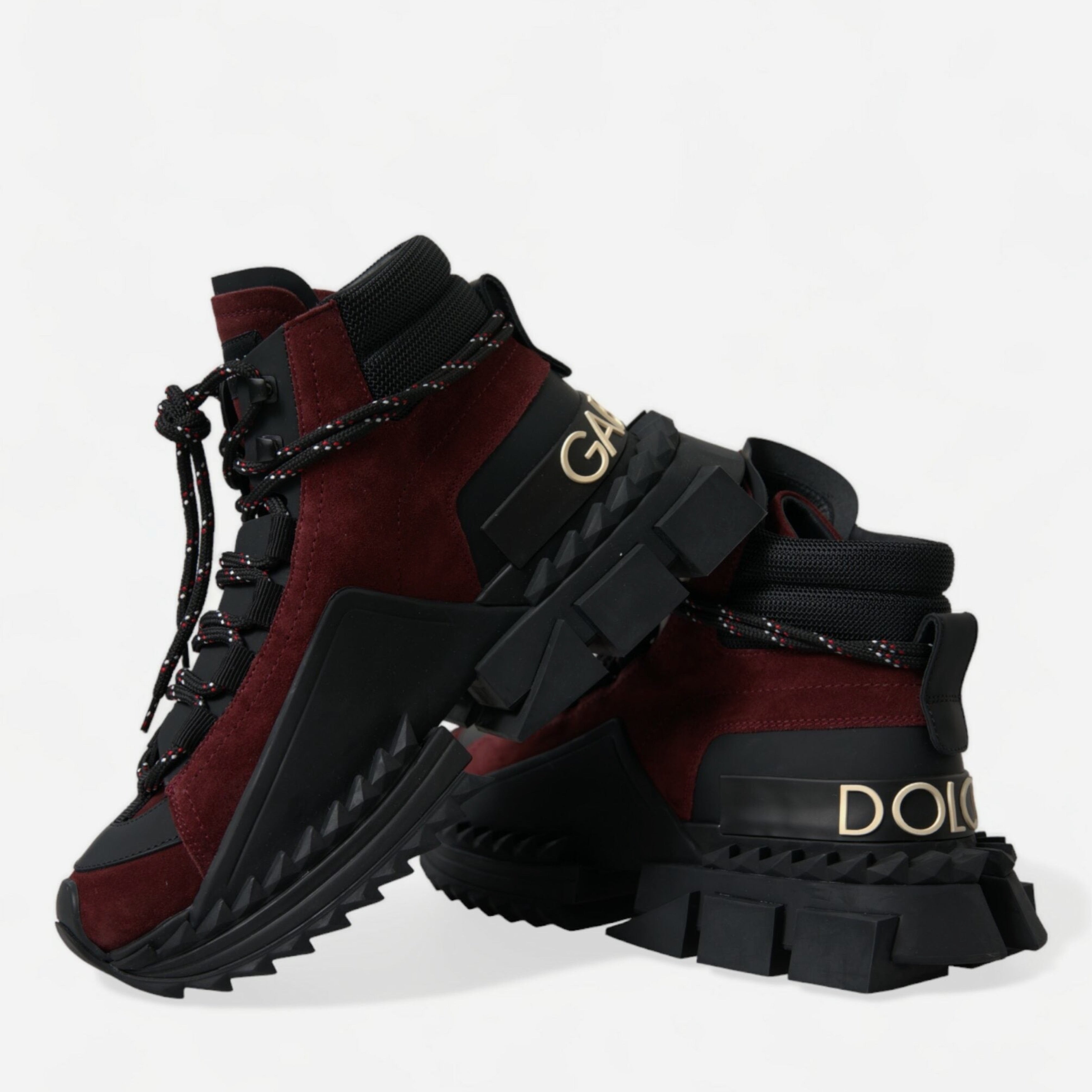 Мъжки боти Dolce & Gabbana Burgundy High Top Sneakers