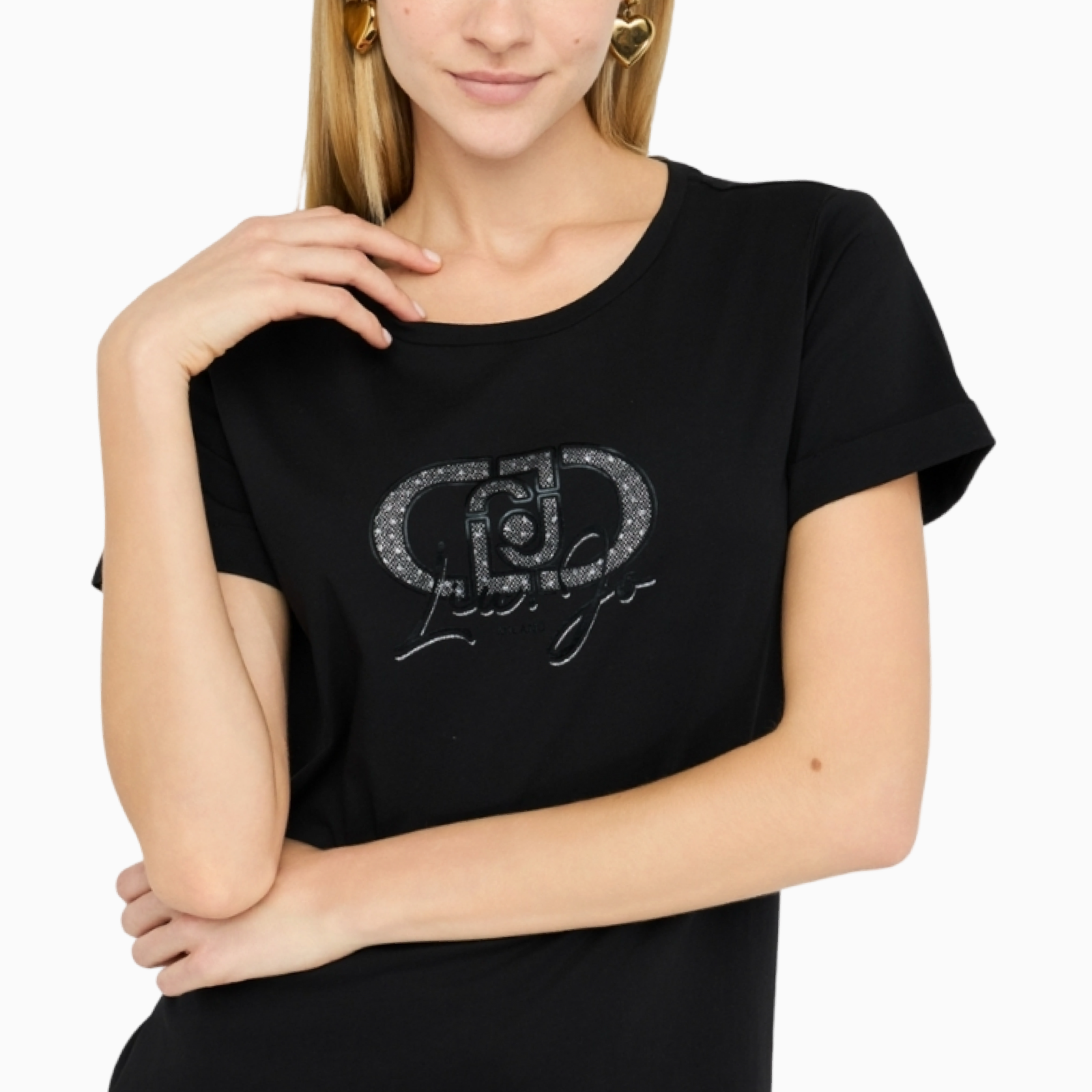 Дамска черна тениска Liu Jo Women T-shirt TF5163 JS923 Close-Up