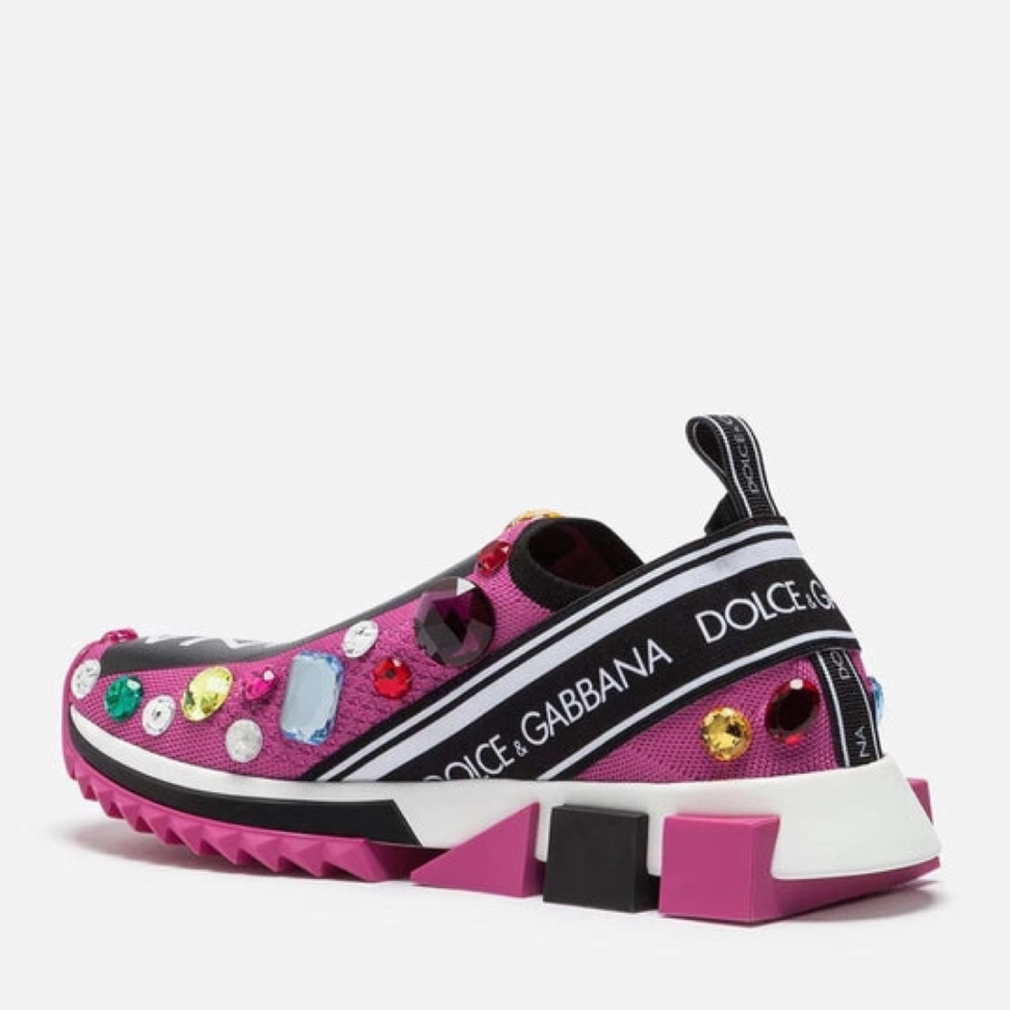 Дамски луксозни маратонки Dolce & Gabbana Pink Sorrento Crystals Low Top Sneakers в розово