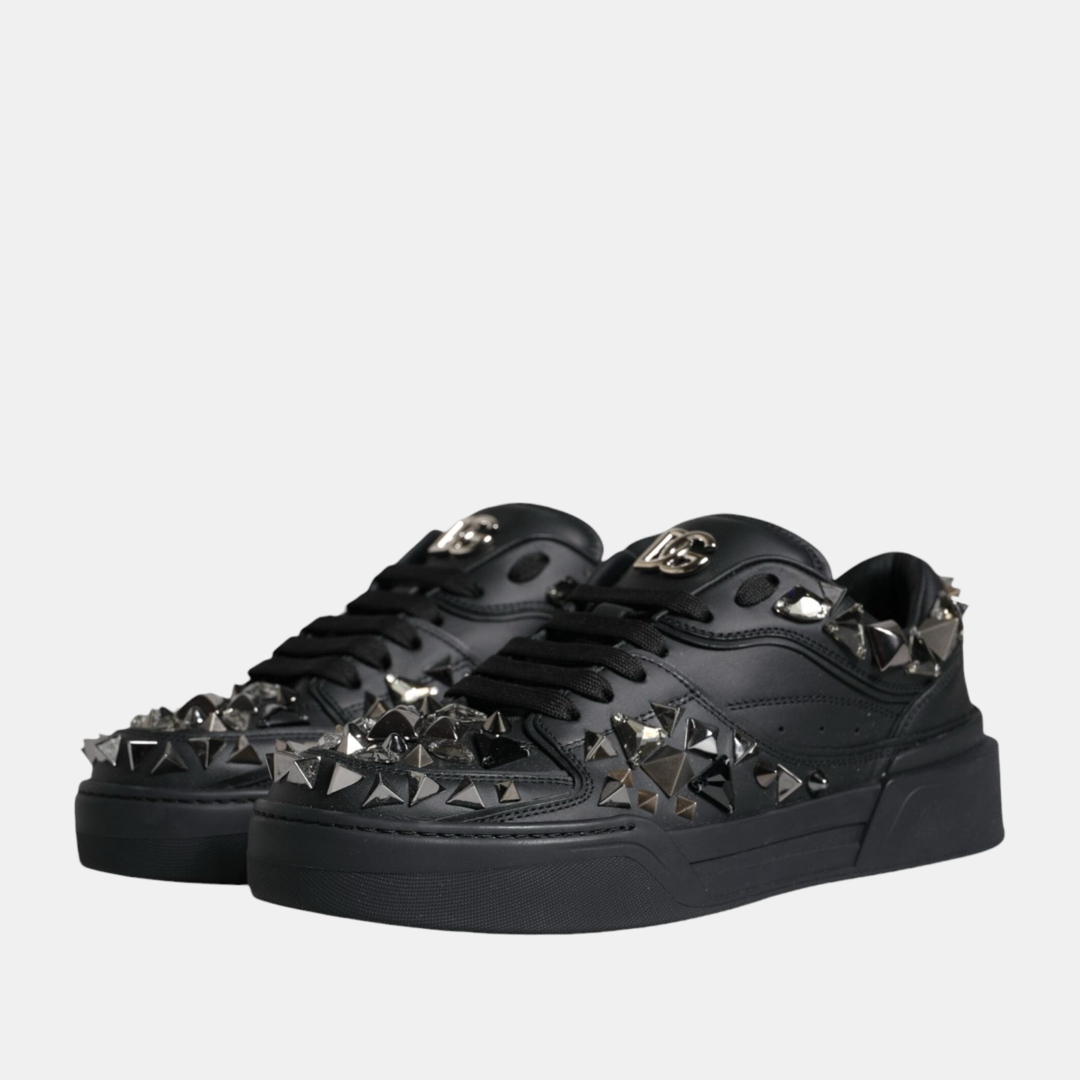 Мъжки черни маратонки Dolce & Gabbana Roma Studded Men Sneakers