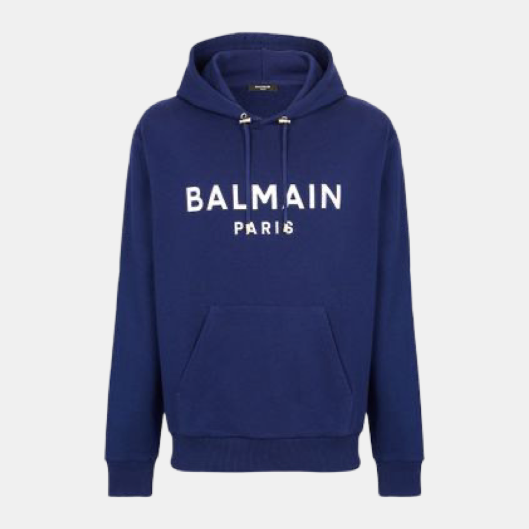 Мъжко синьо худи Balmain Elegant Navy Blue Monogram Hoodie