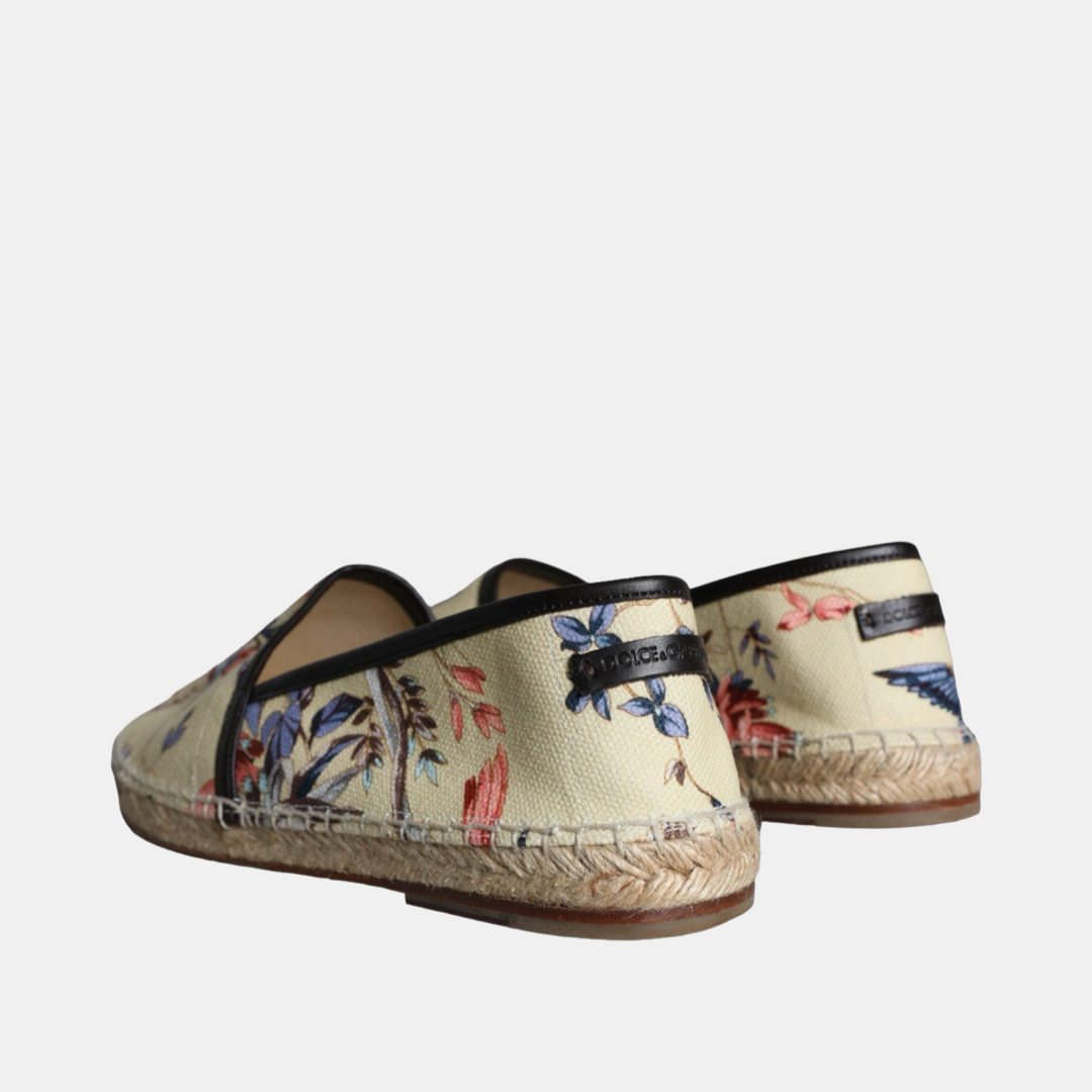 Мъжки еспадрили Dolce & Gabbana Beige Floral Canvas Espadrilles Slip On Shoes