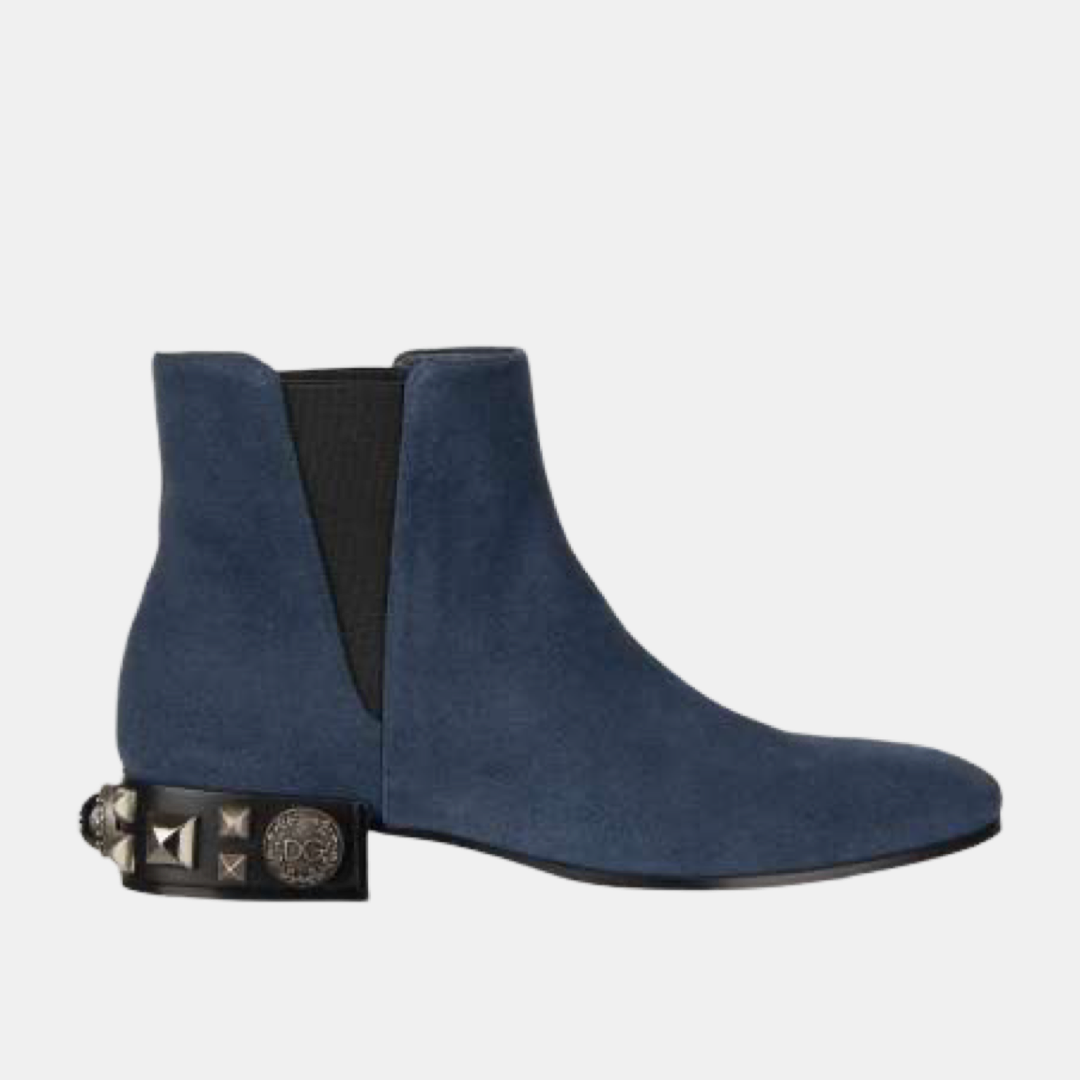 Дамски боти от естествен велур Dolce & Gabbana DG Studs Suede Women Ankle Boots