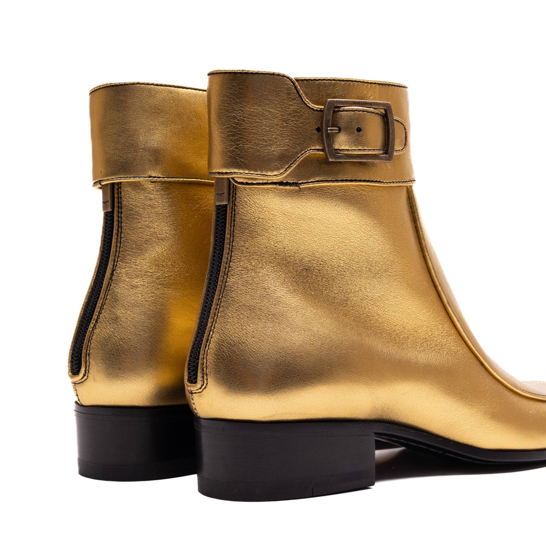 SAINT LAUREN Mile 30 Metallic Leather Boots