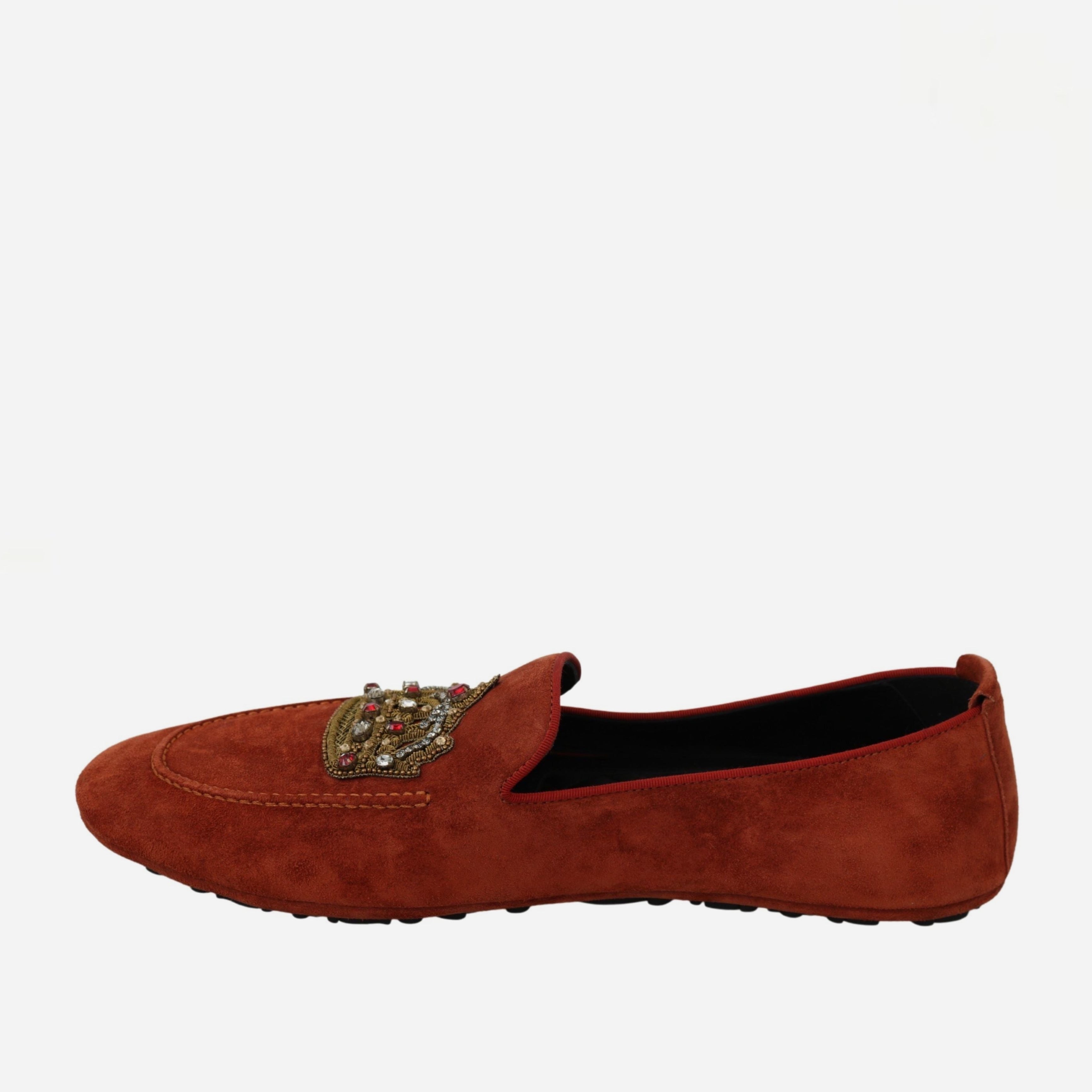 Мъжки мокасини от естествен велур в оранжево Dolce & Gabbana Men’s Elegant Orange Suede Moccasin