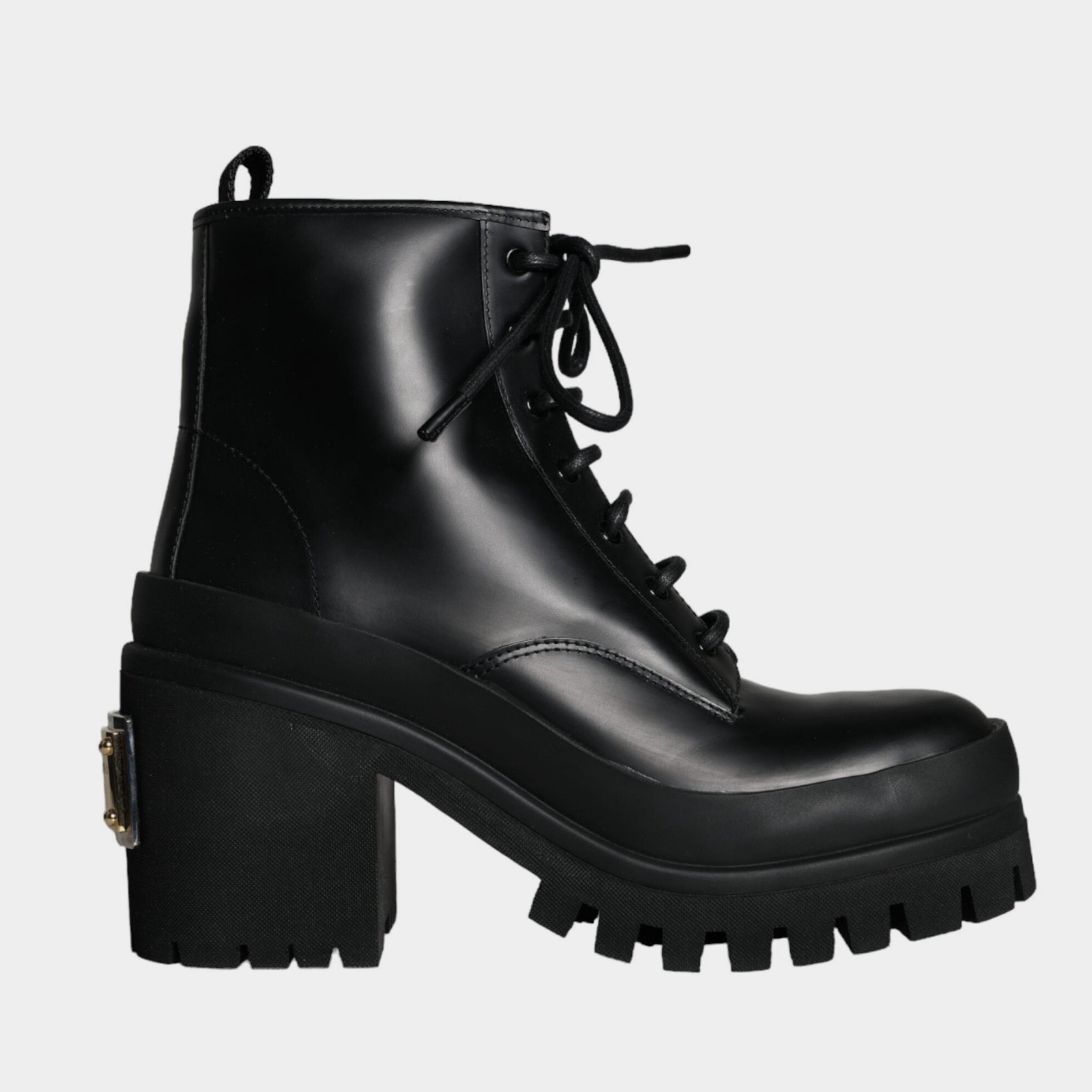 Мъжки луксозни боти на ток от естествена кожа Dolce & Gabbana Men’s Black Leather Ankle Boots on Heels