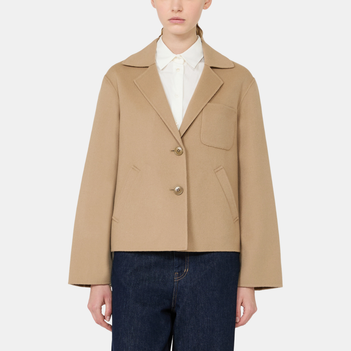 Max Mara Double Cropped Jacket WE5046026106063 CAMEL Front View